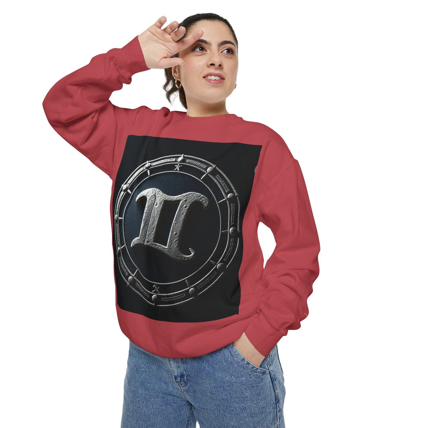 Garment-Dyed Sweatshirt, Unisex, Space Symbol Design v1, Gemini