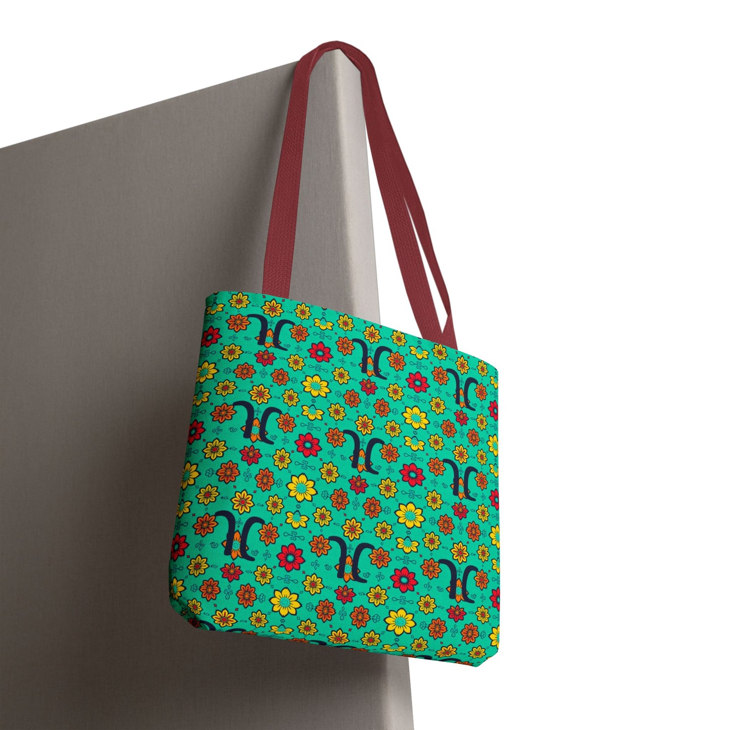 Tote Bag, (AOP), Aquarius, Zodiac, Flower Pattern