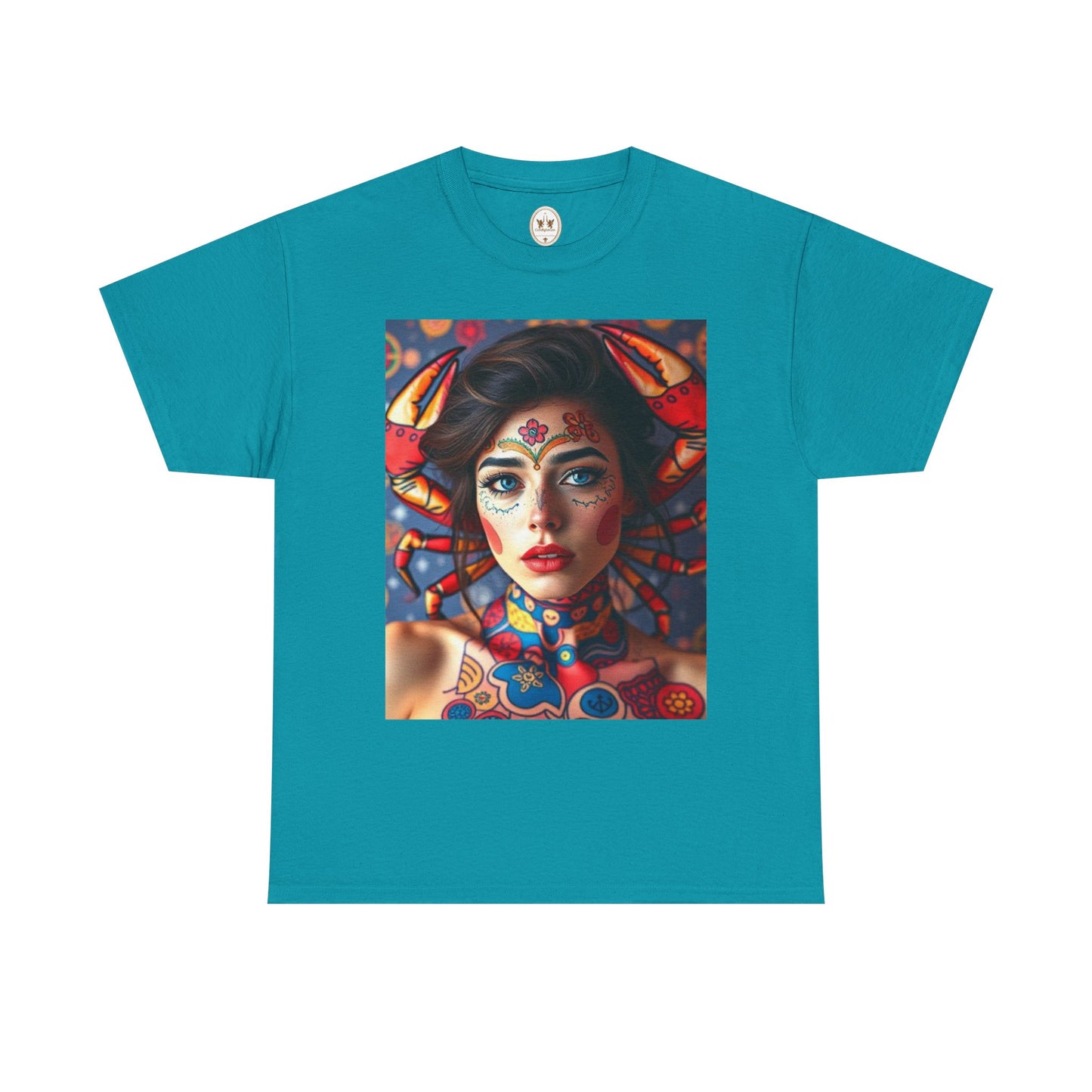 Unisex Heavy Cotton T-Shirt, Cancer, Zodiac v1, Sexy Art
