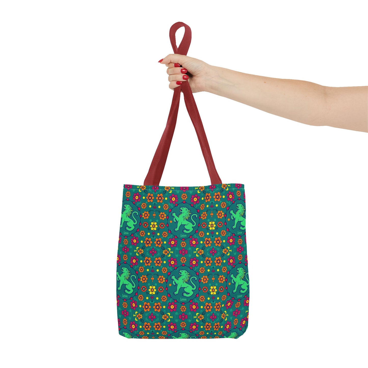 Tote Bag (AOP), Leo, Zodiac v1, Flower Pattern