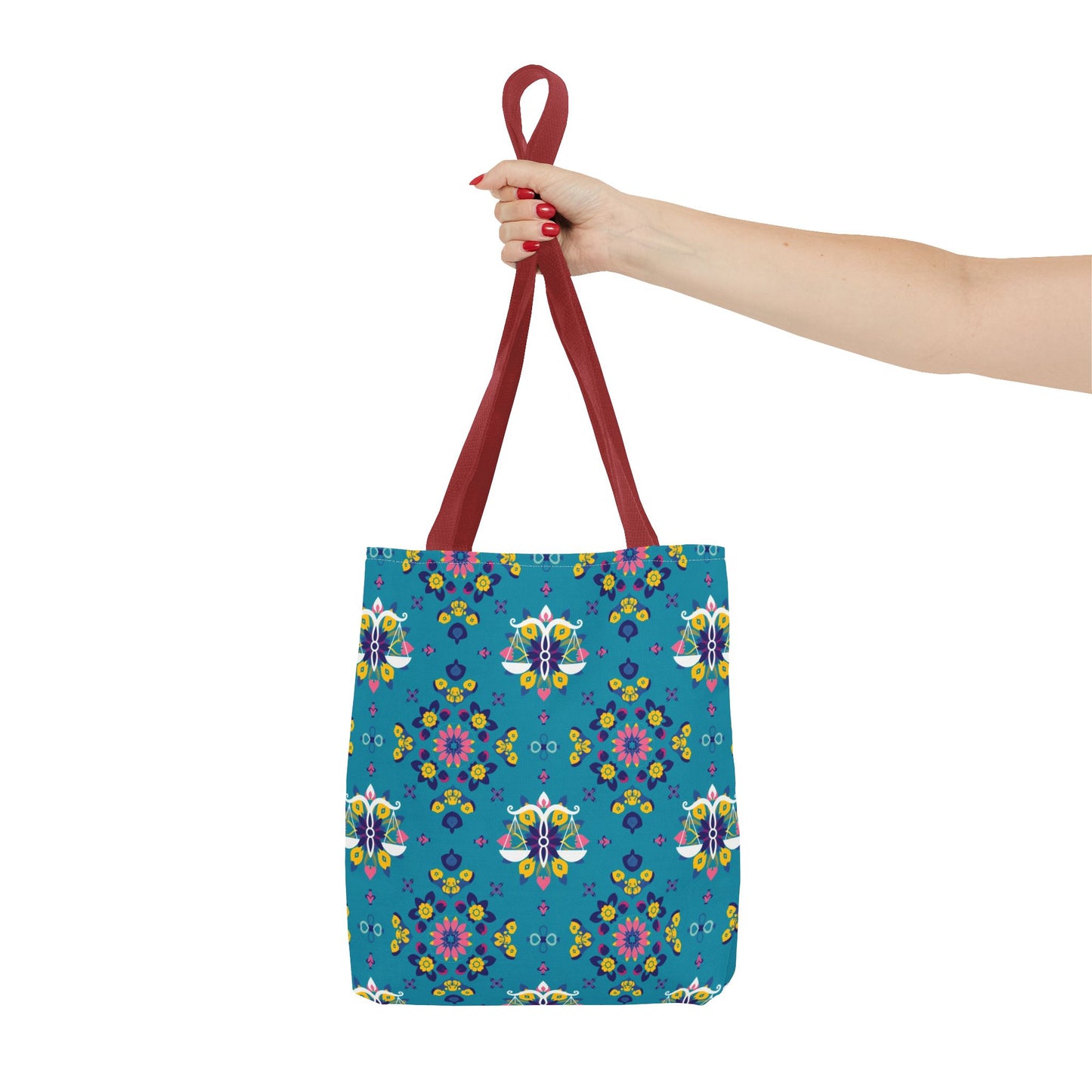 Tote Bag (AOP), Libra, Zodiac v1, Flower Pattern