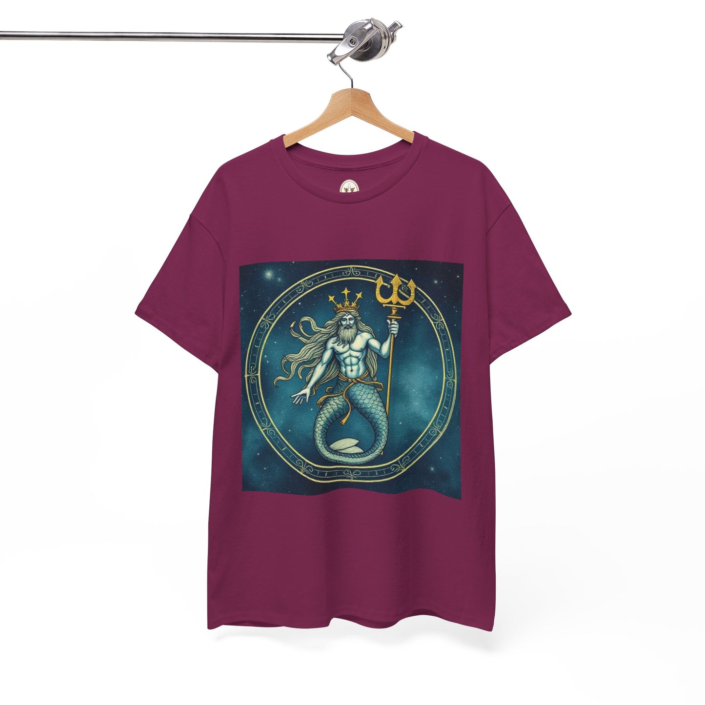 Unisex Heavy Cotton T-Shirt, Aquarius God 6v, Zodiac Design