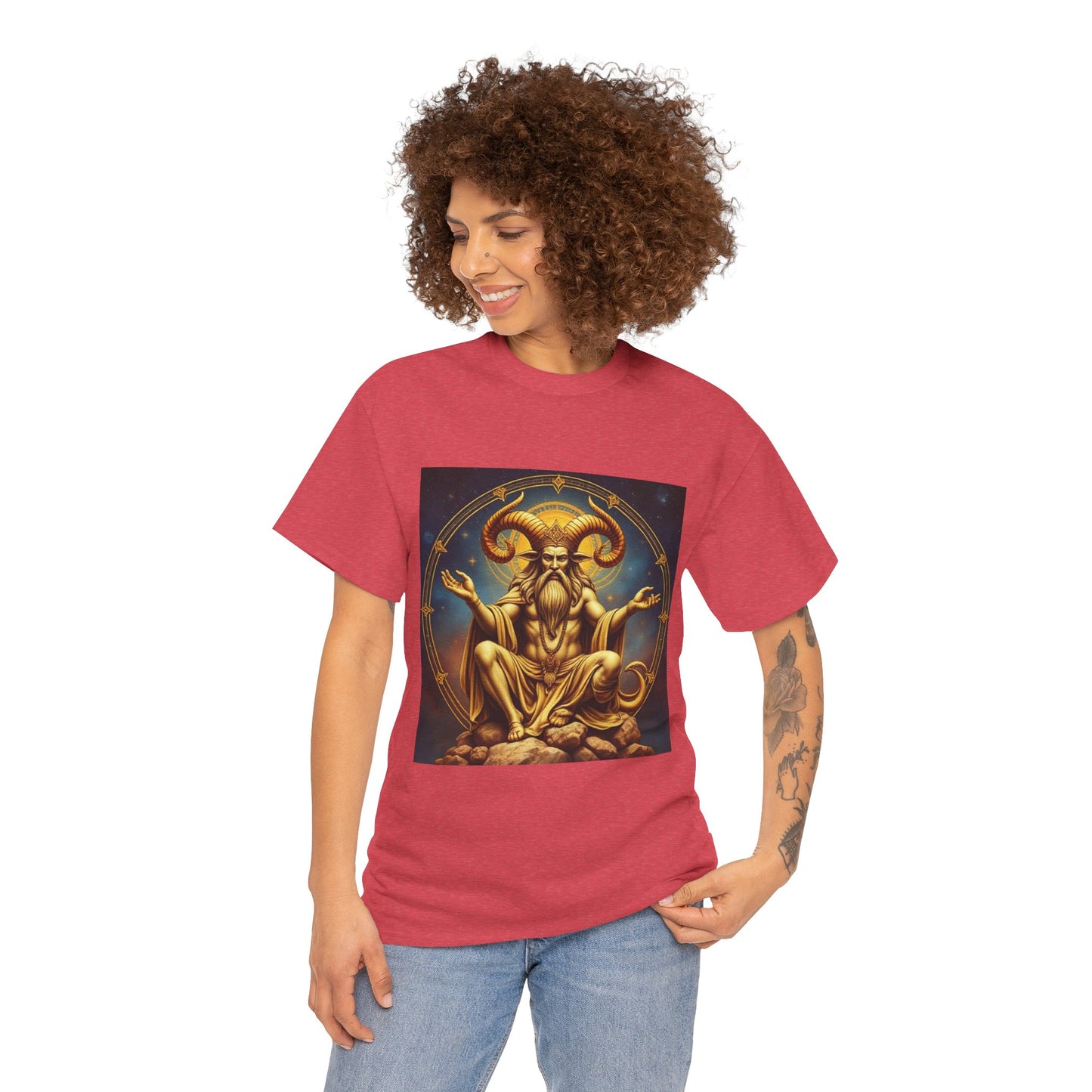 Unisex Heavy Cotton T-Shirt, On The Throne, Taurus Zodiac Design