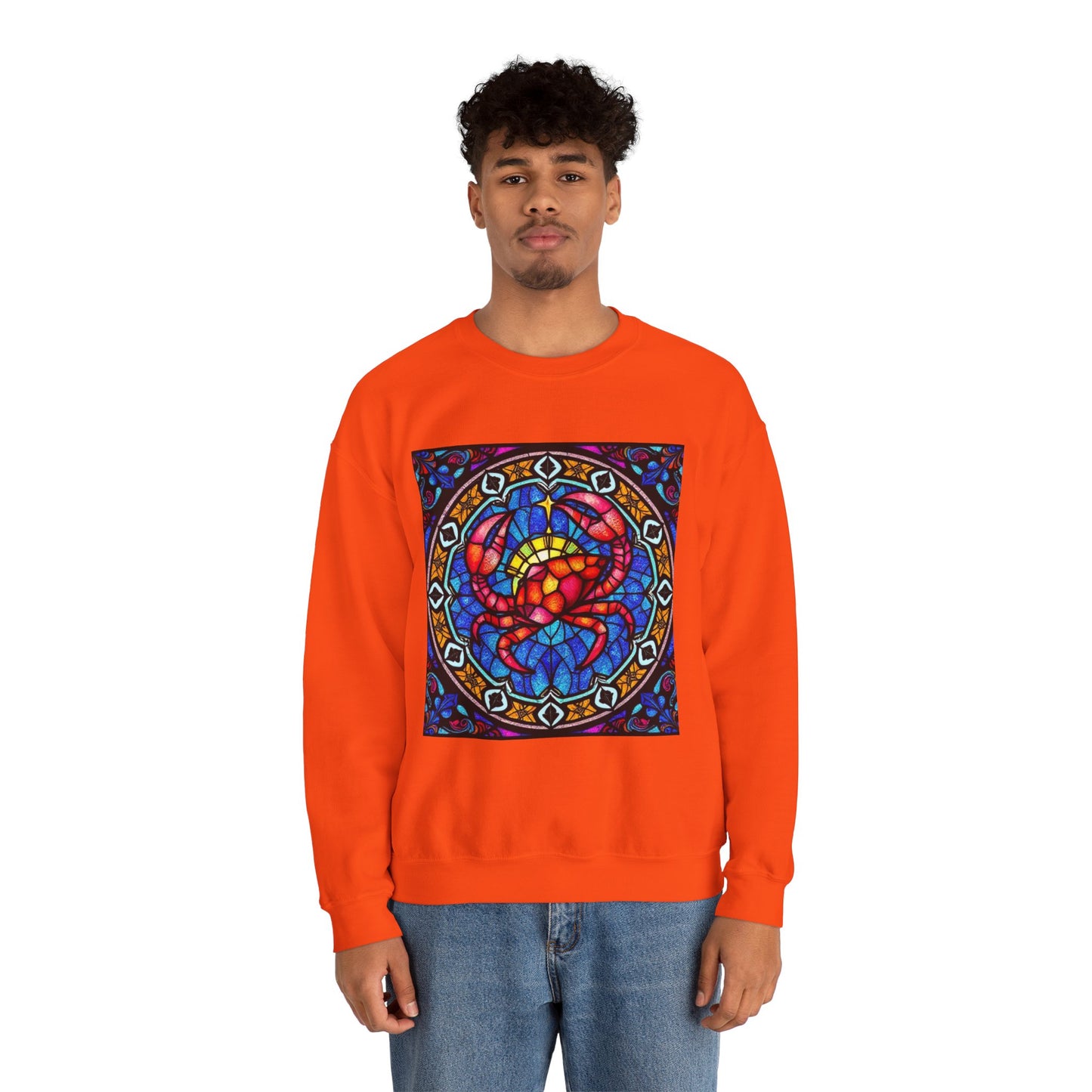 Unisex Heavy Blend™ Crewneck Sweatshirt, Glass 1, Cancer Zodiac Design