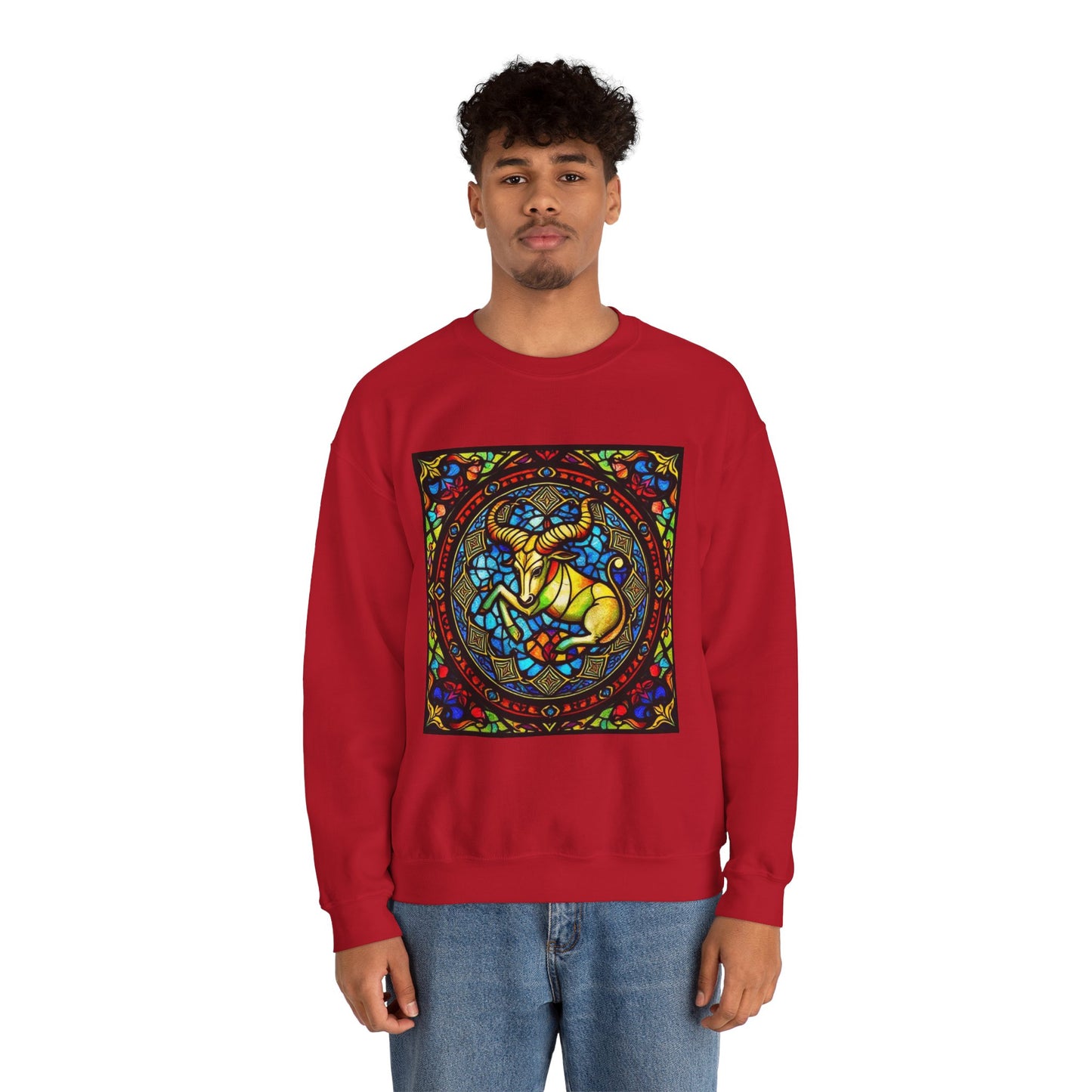 Unisex Heavy Blend™ Crewneck Sweatshirt, Glass, Taurus Zodiac Design