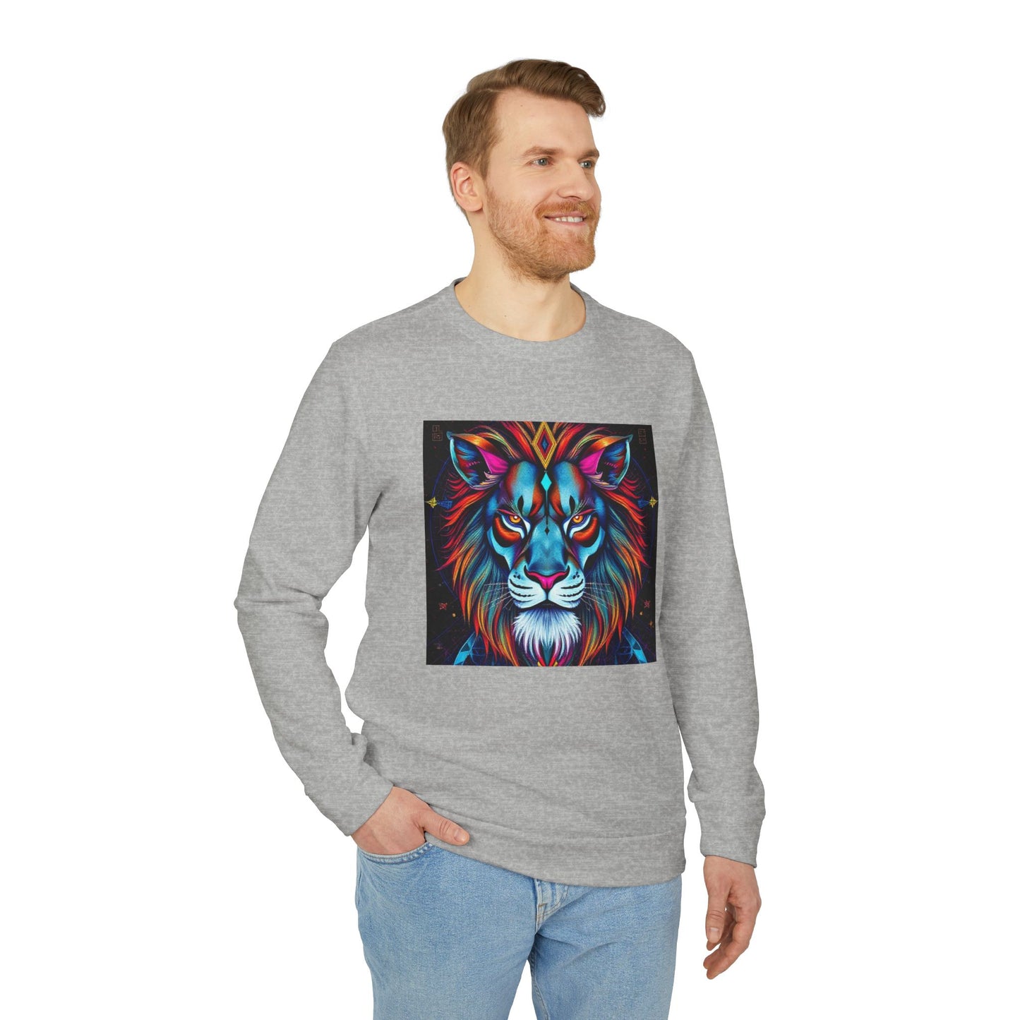 Adidas, Unisex Fleece Crewneck Sweatshirt, Leo, Pop Art v1, Zodiac