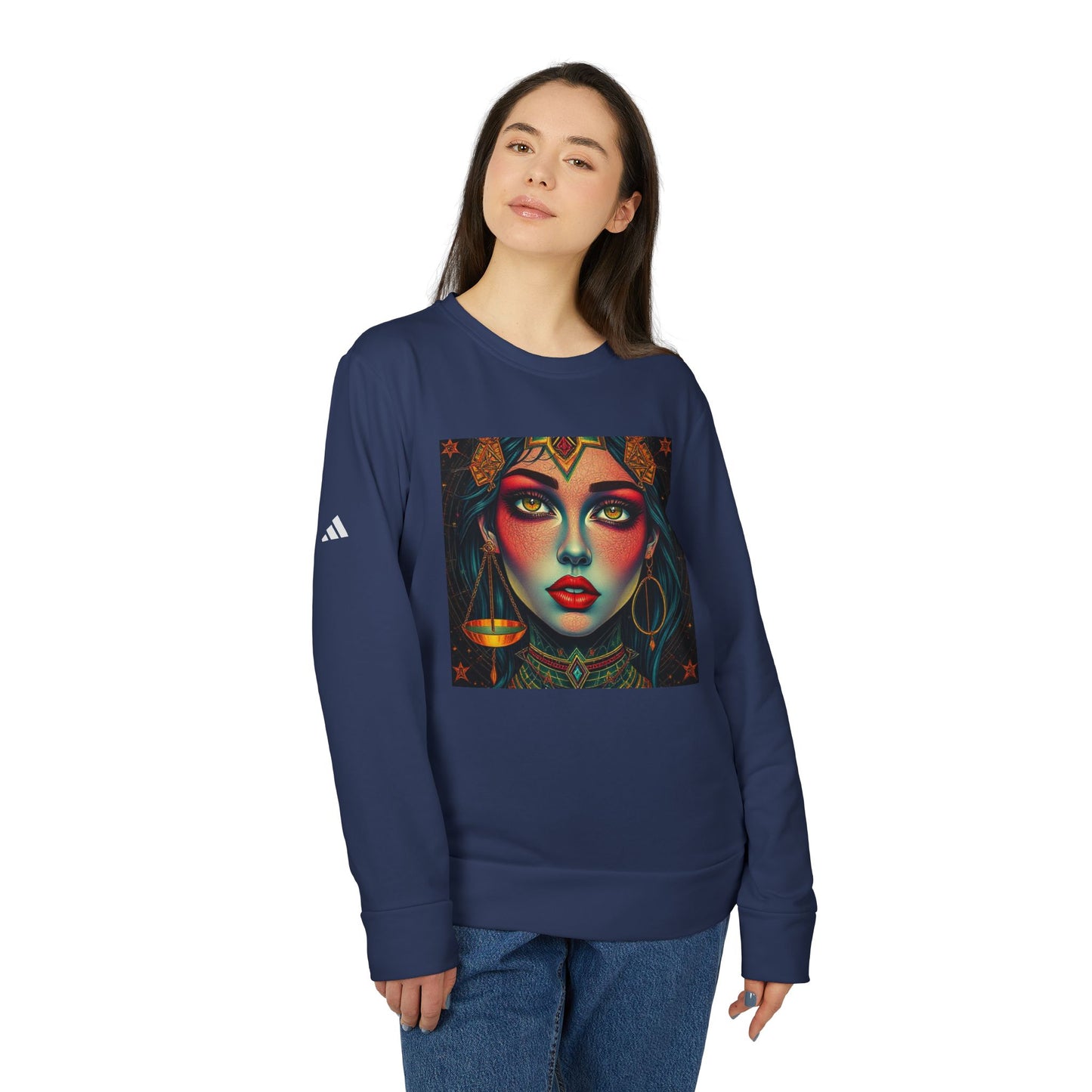 Adidas, Unisex Fleece Crewneck Sweatshirt, Libra, Pop Art v1, Zodiac