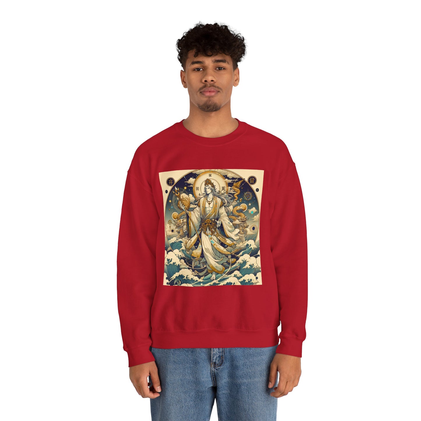 Unisex Heavy Blend™ Crewneck Sweatshirt, Anime Capricorn God, Zodiac Design