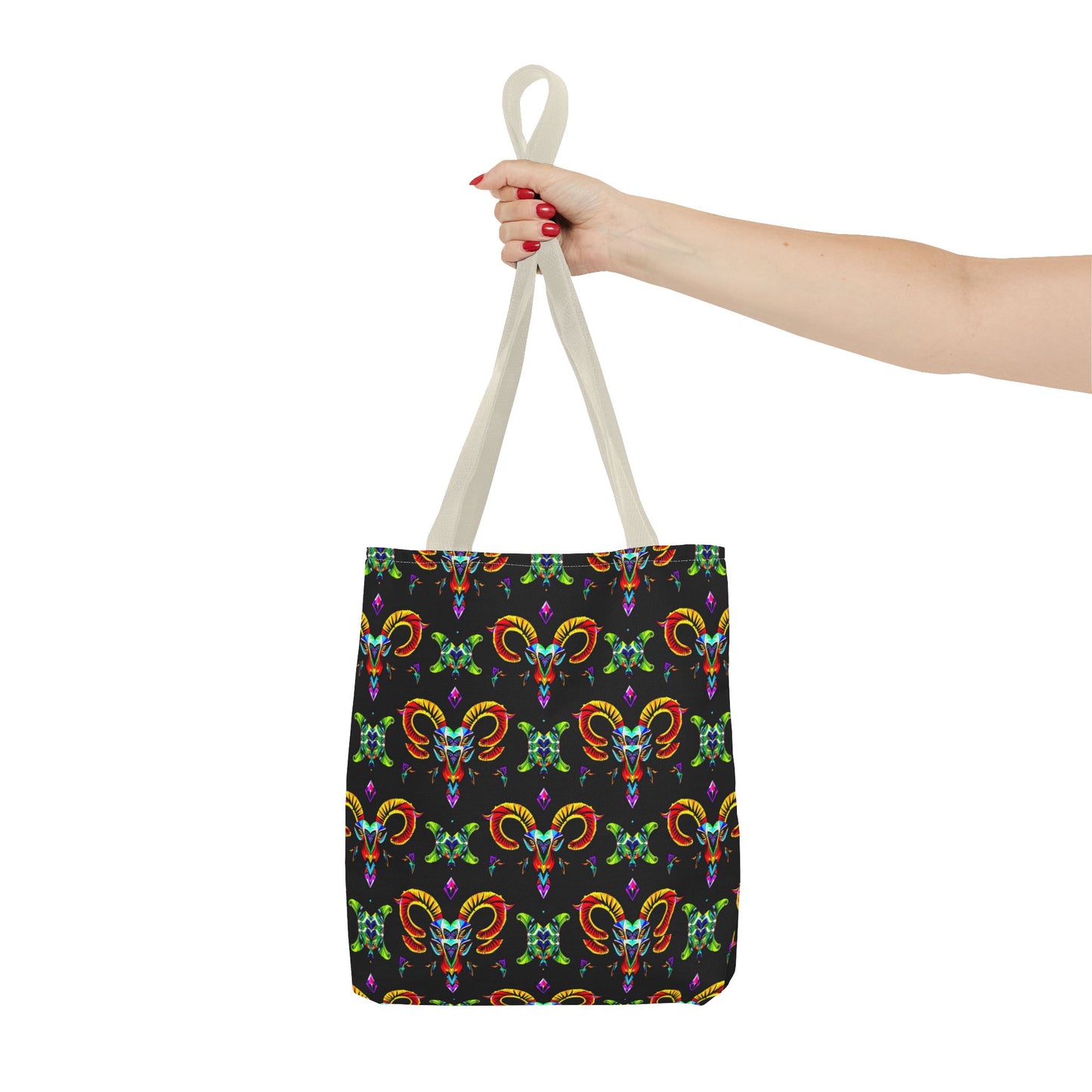 Tote Bag (AOP), Aries, Zodiac, Jewel Pattern