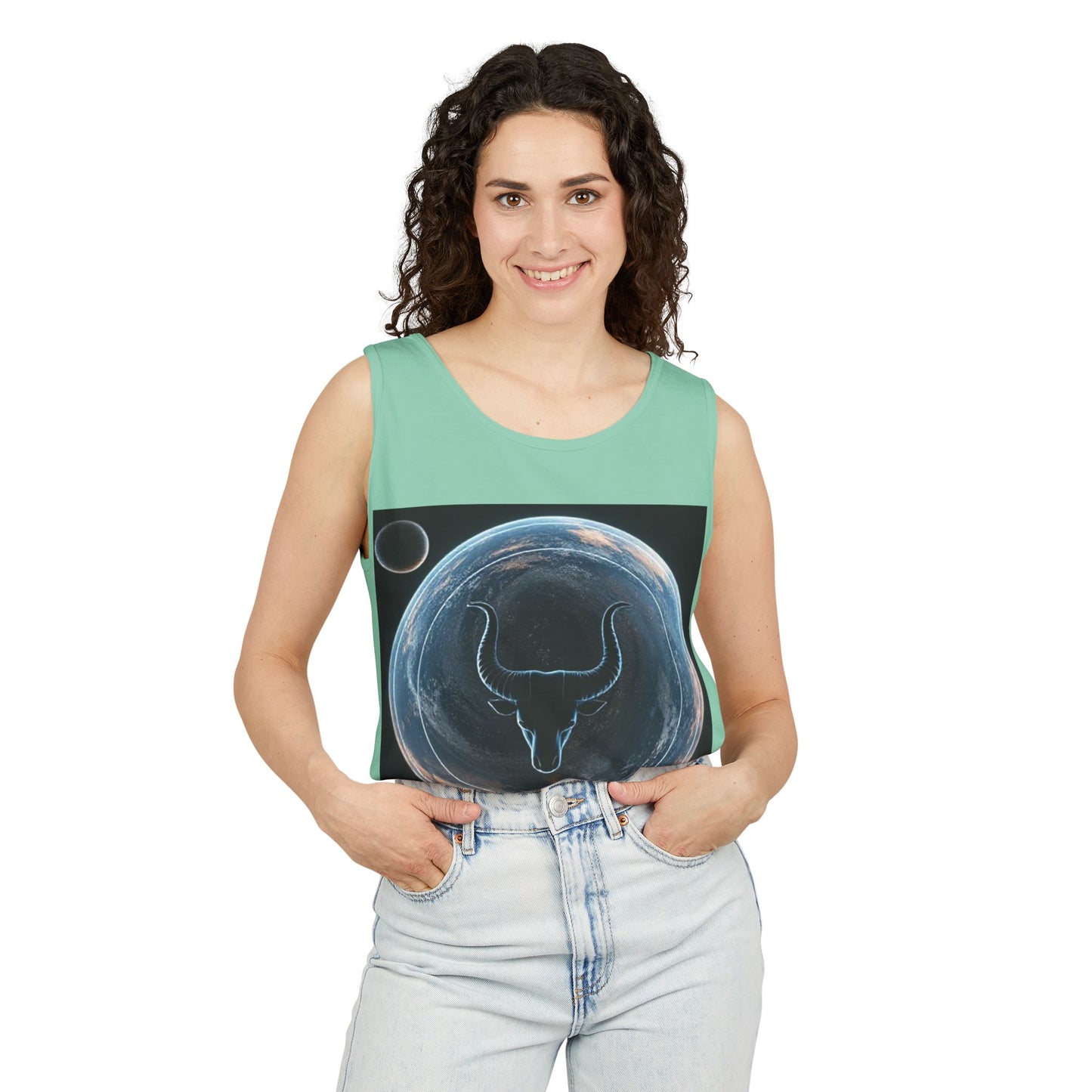 Unisex Garment-Dyed, Tank Top, Taurus Design, Planet Animal v1, 100% US cotton