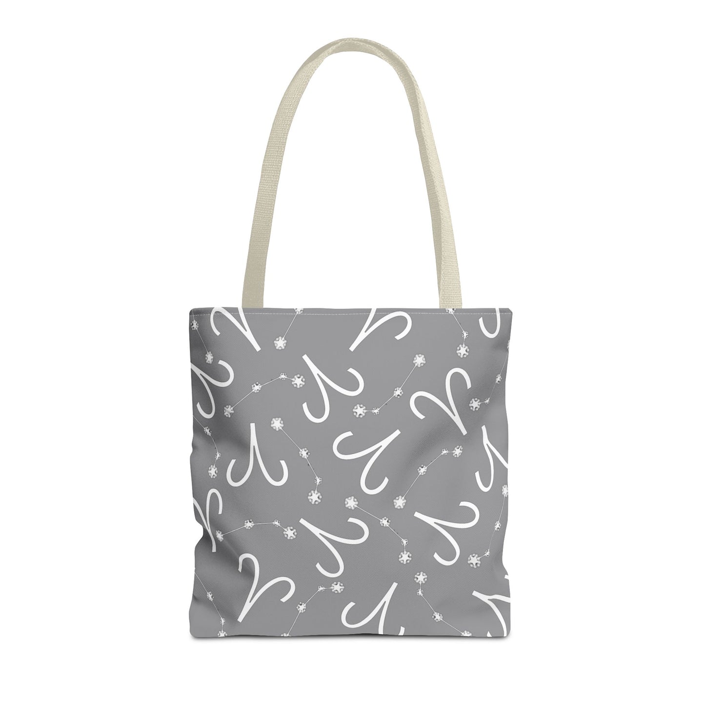 Tote Bag, Aries Zodiac Sign, AOP, (Grey, White)