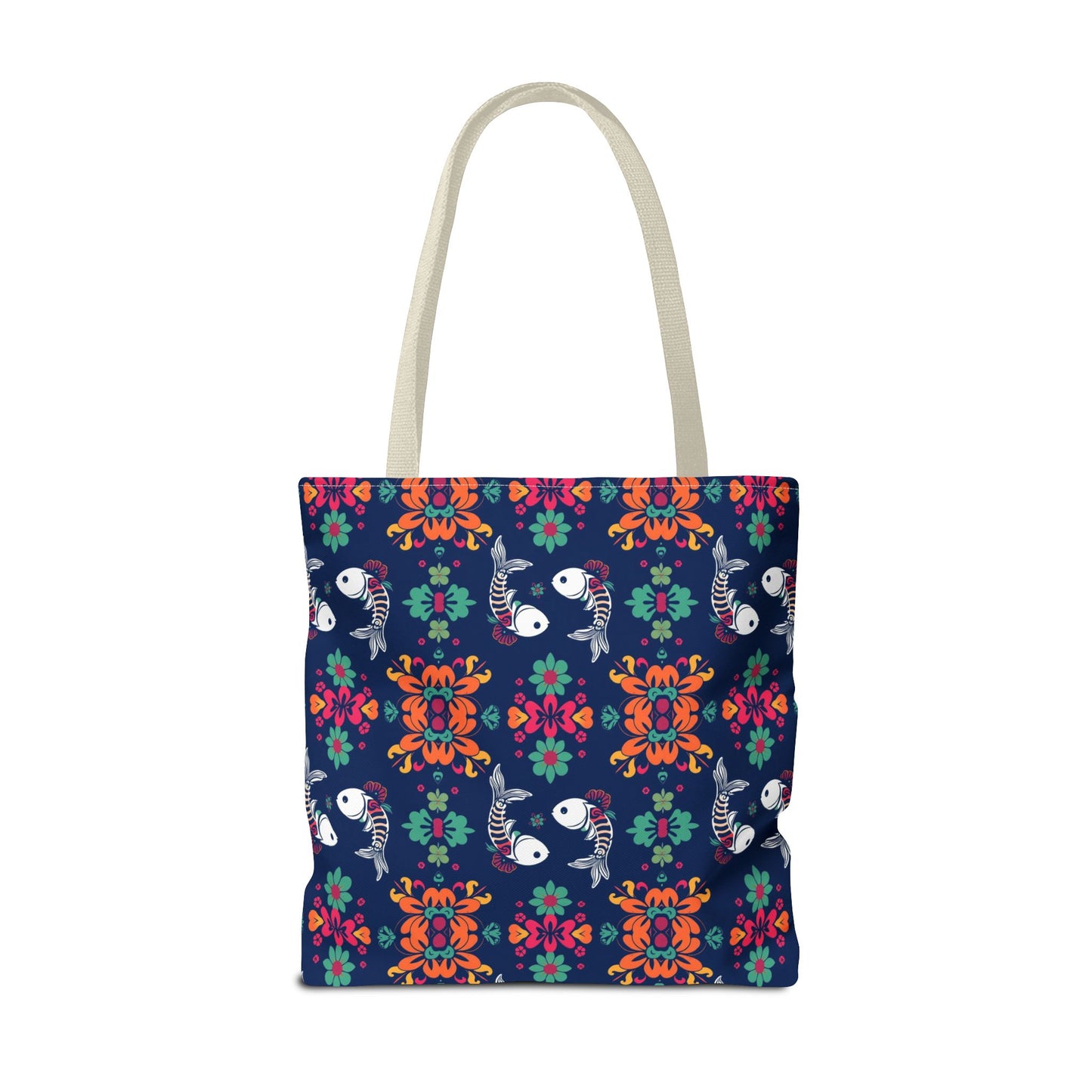 Tote Bag (AOP), Pisces, Zodiac, Flower Pattern