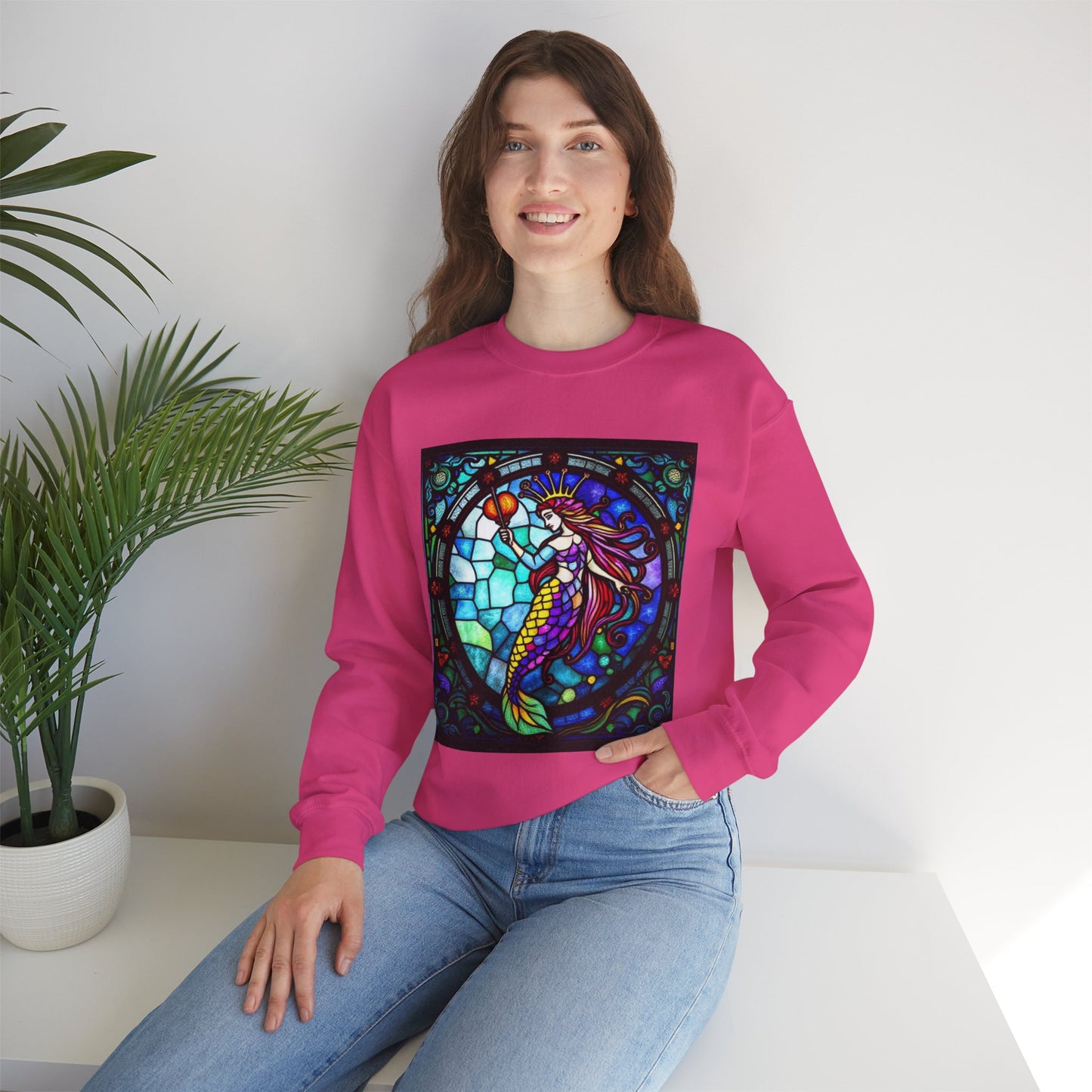 Unisex Heavy Blend™ Crewneck Sweatshirt, Glass, Aquarius Zodiac Design