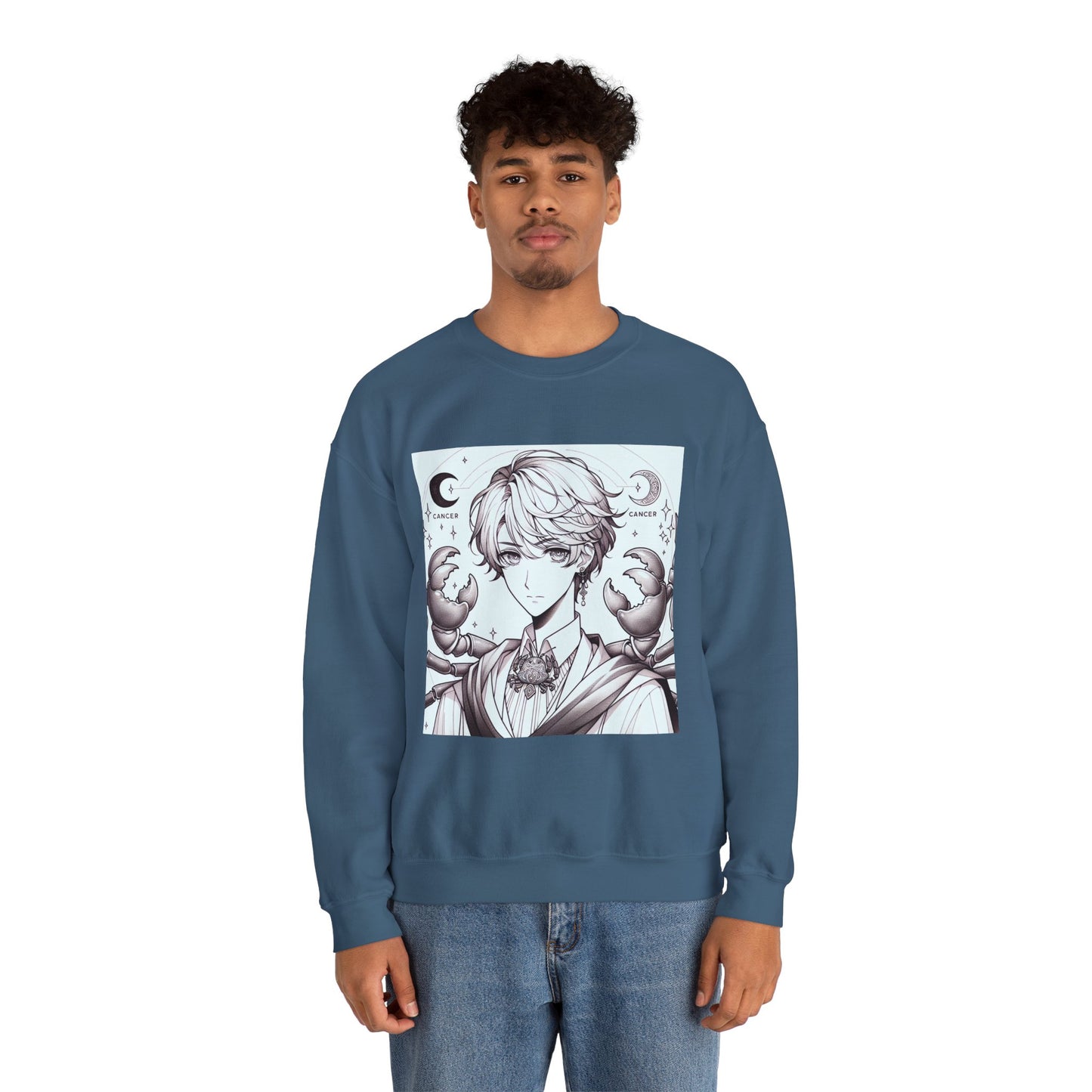 Unisex Heavy Blend™ Crewneck Sweatshirt,Two Moon, Cancer Zodiac Design