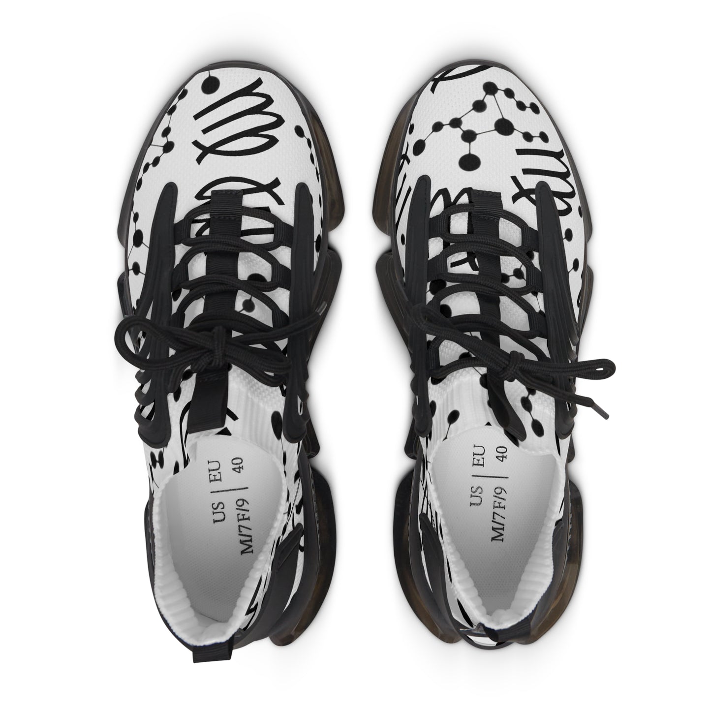 Women's Mesh Sneakers, Constellation & Symbol, Virgo Zodiac Sign, AOP