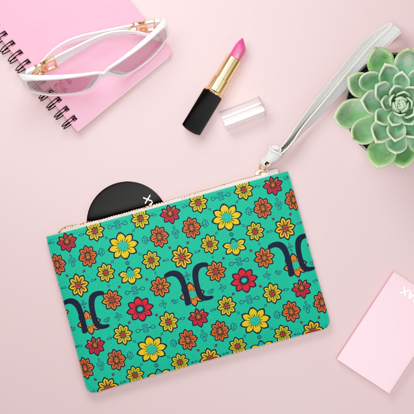Clutch Bag, Aquarius, Zodiac, Flower Pattern