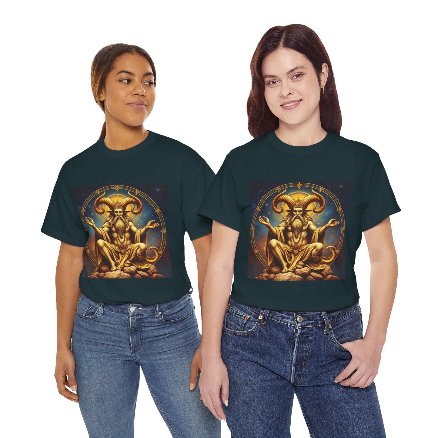 Unisex Heavy Cotton T-Shirt, On The Throne, Taurus Zodiac Design