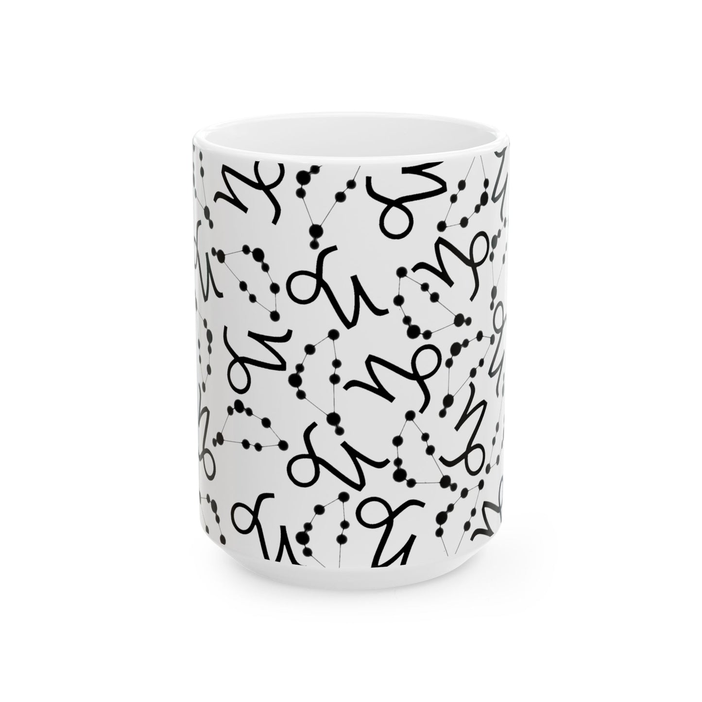 Ceramic Mug, (11oz, 15oz), Ceramic Coffee Mug, AOP, Constellation & Symbol, Capricorn Zodiac Design