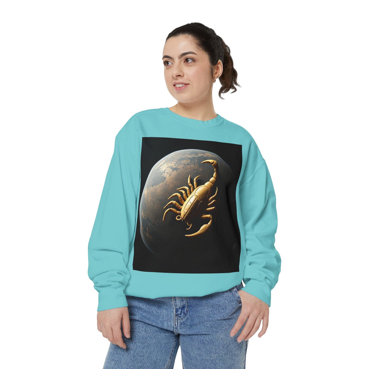 Garment-Dyed Sweatshirt, Unisex, Space Animal Design v1, Scorpio