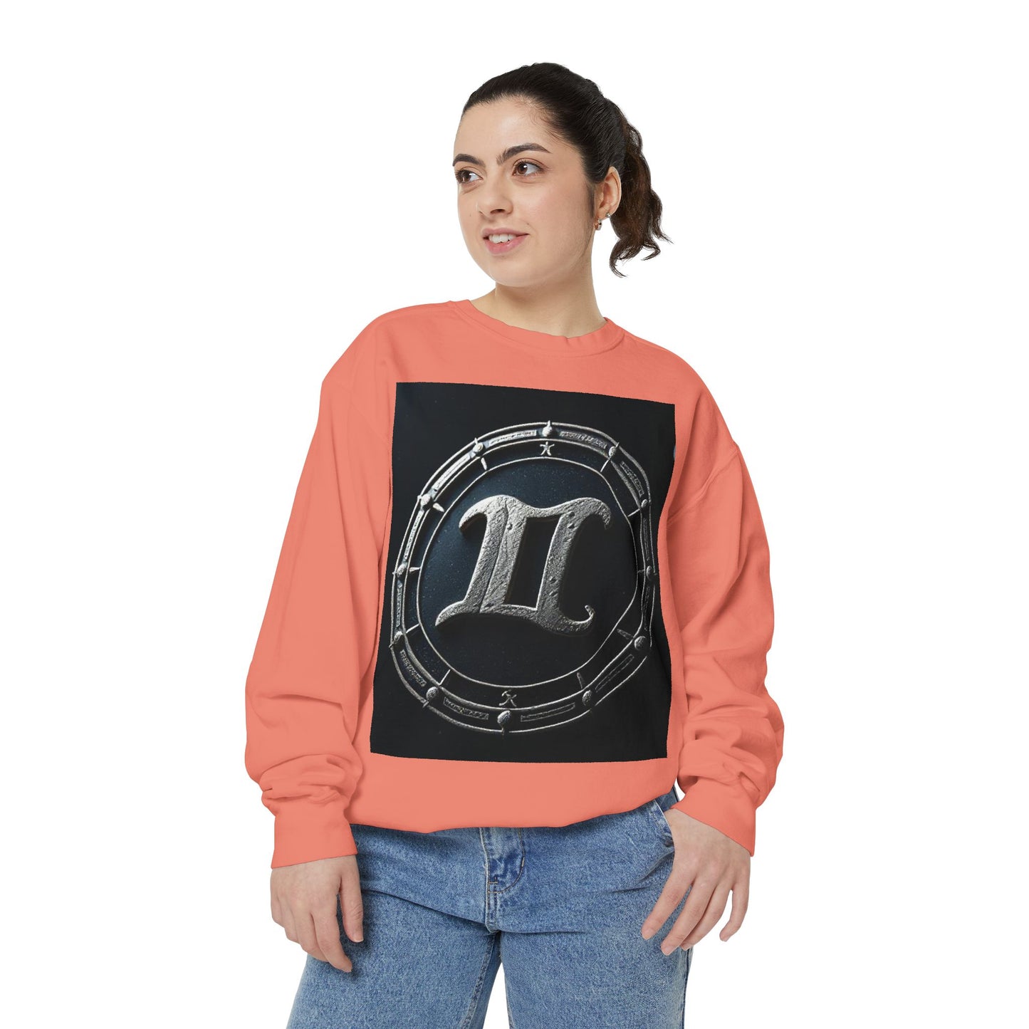 Garment-Dyed Sweatshirt, Unisex, Space Symbol Design v1, Gemini