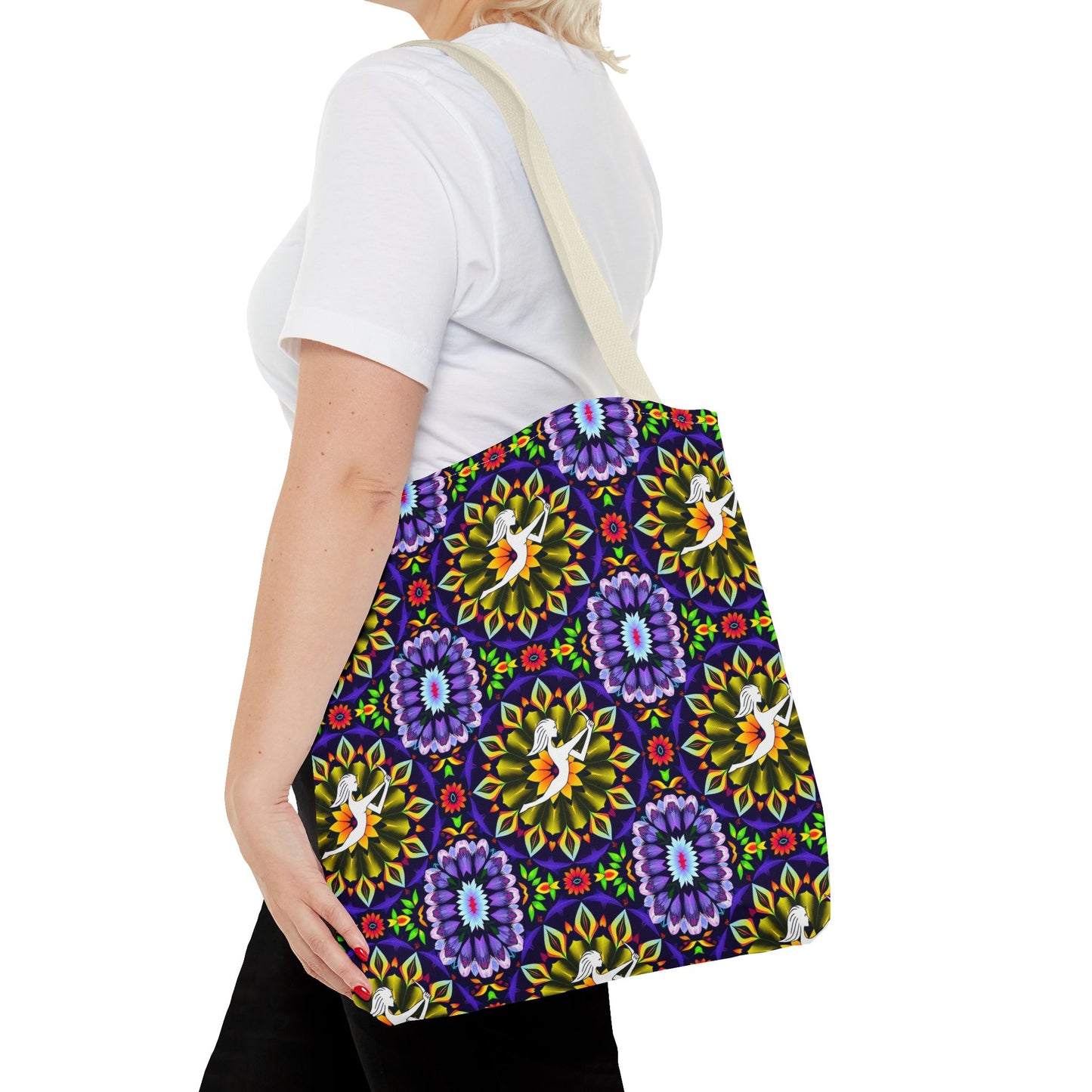 Tote Bag (AOP), Sagittarius, Zodiac v2, Flower Pattern