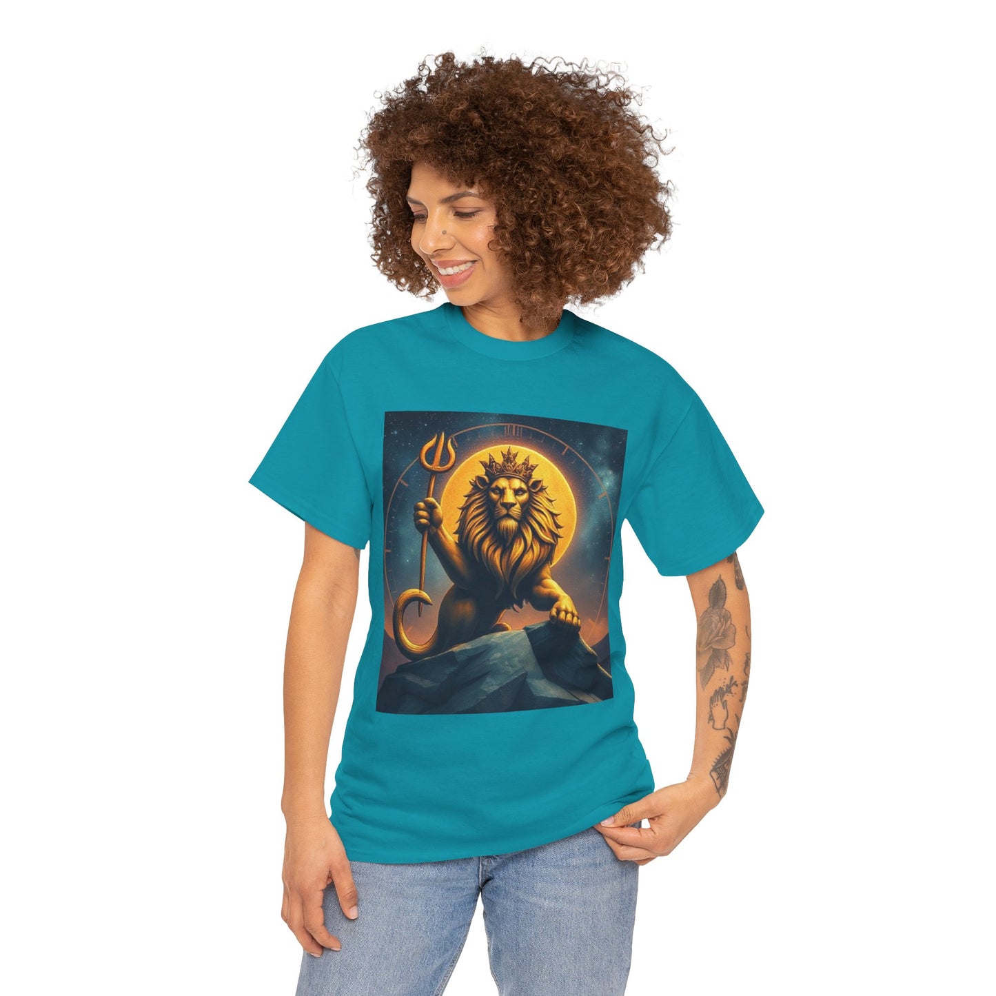 Unisex Heavy Cotton T-Shirt, King of Lion v3, Leo Zodiac Design