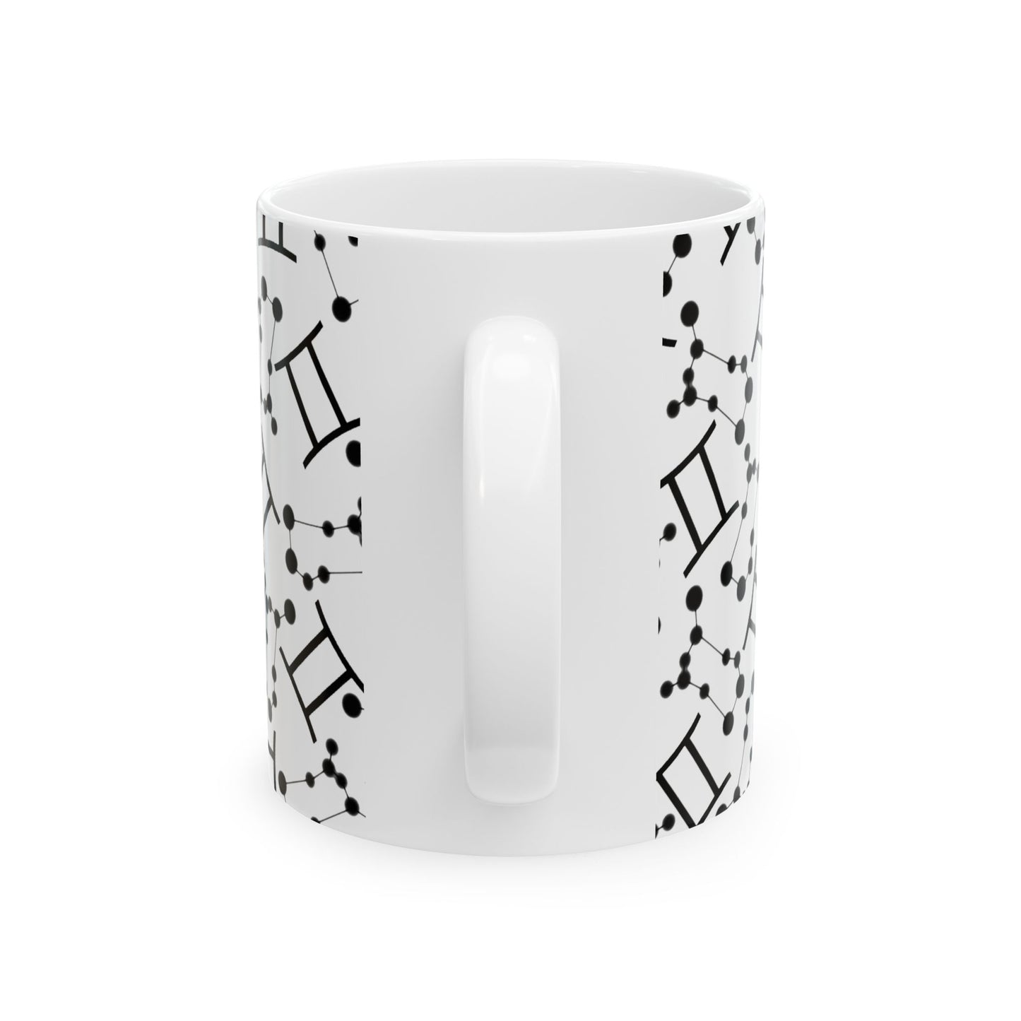 Ceramic Mug, (11oz, 15oz), Ceramic Coffee Mug, AOP, Constellation & Symbol, Gemini Zodiac Design