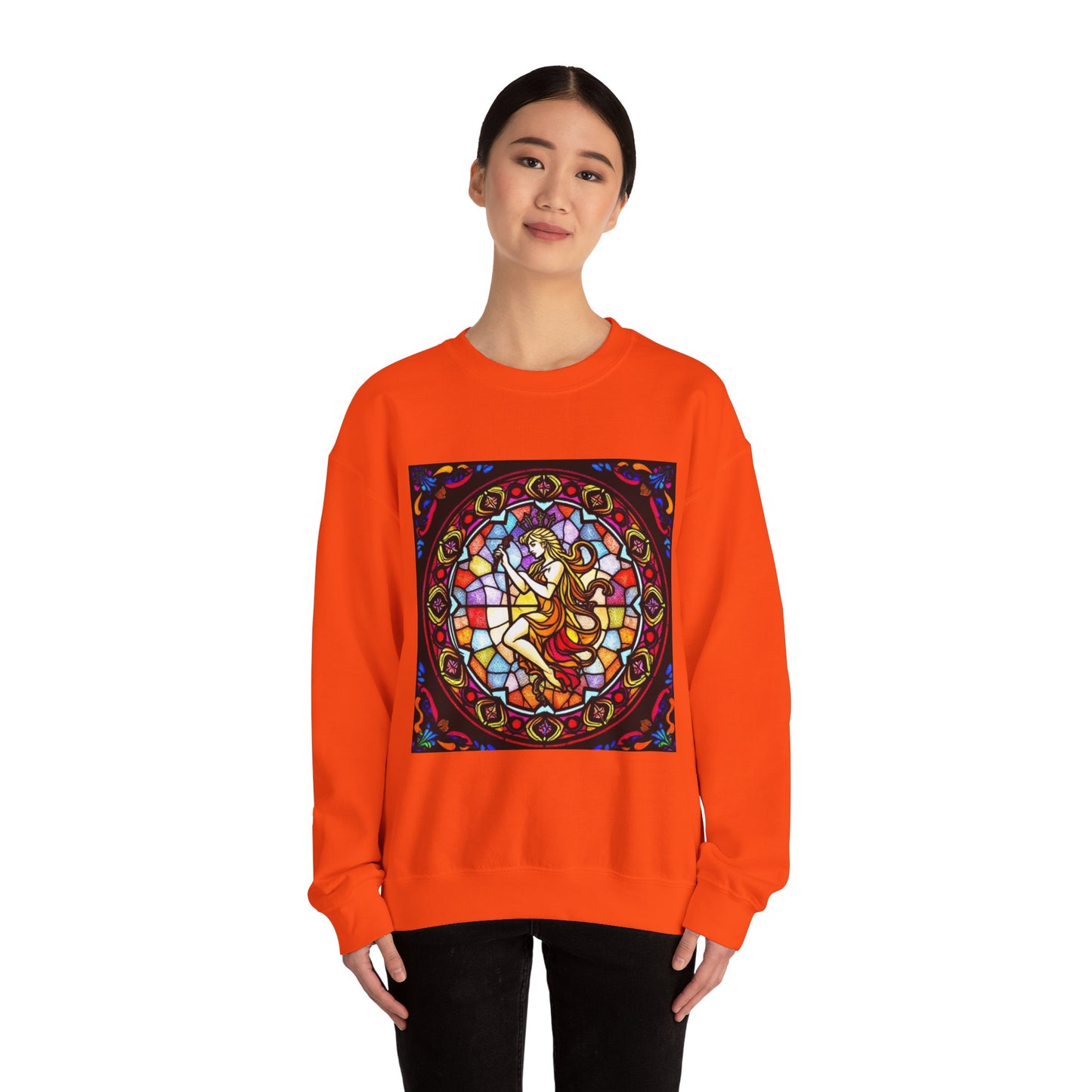 Unisex Heavy Blend™ Crewneck Sweatshirt, Glass, Virgo Zodiac Design