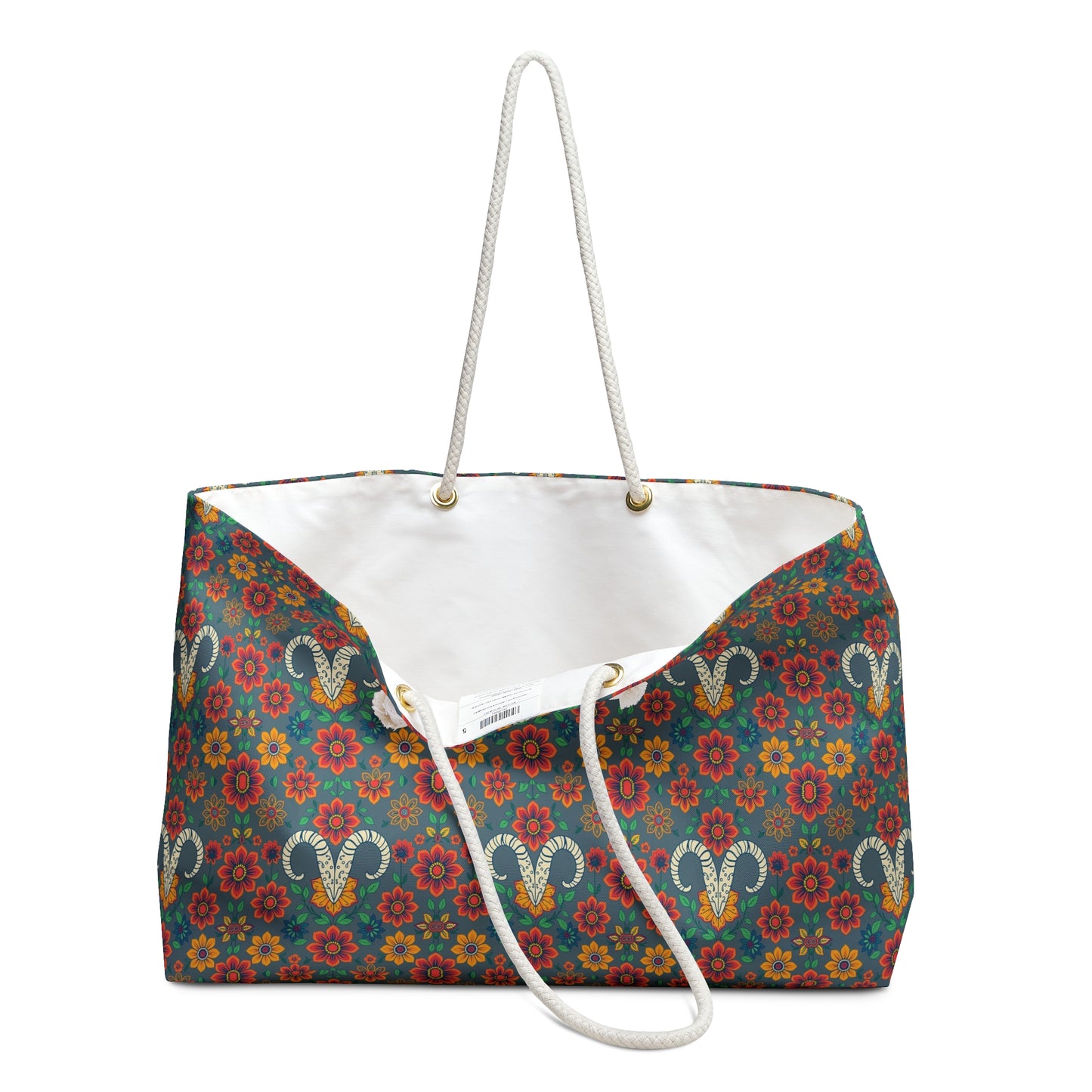 Weekender Bag, Aries, Zodiac v3, Flower Pattern