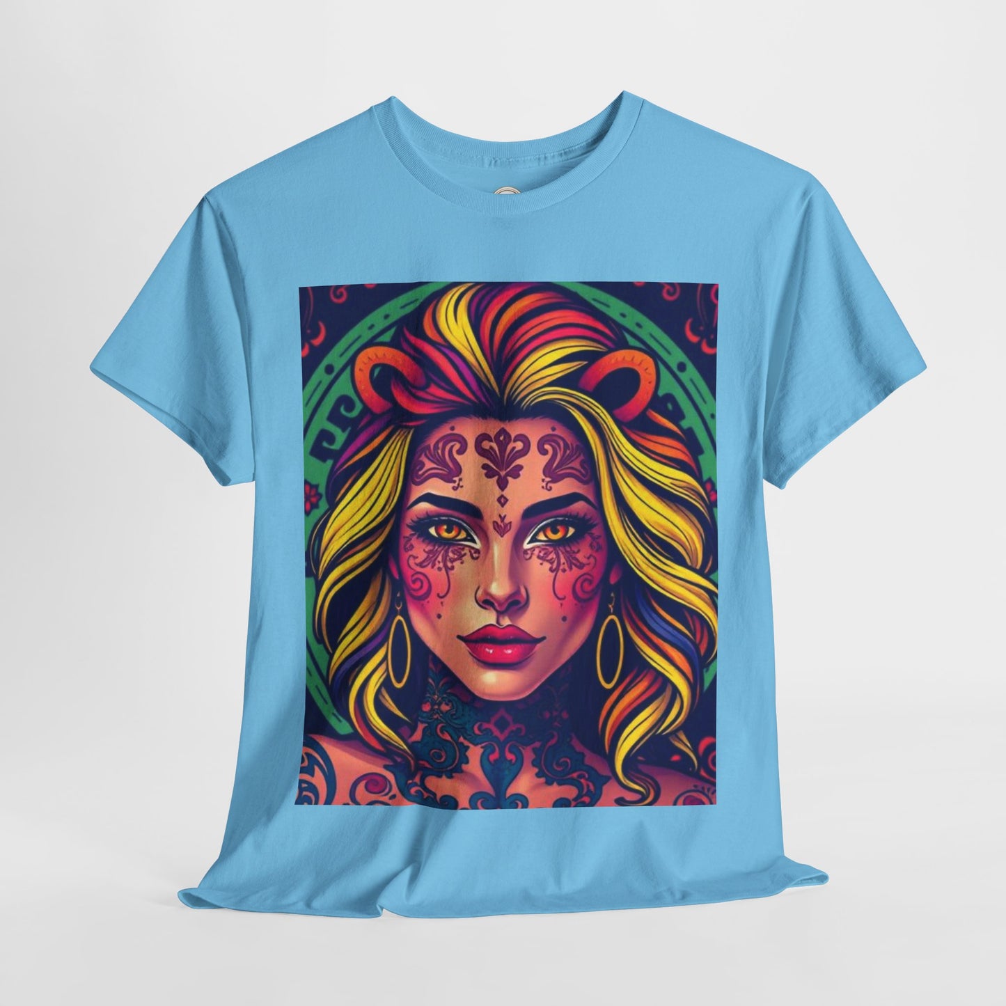Unisex Heavy Cotton T-Shirt, Leo, Zodiac v1, Sexy Art
