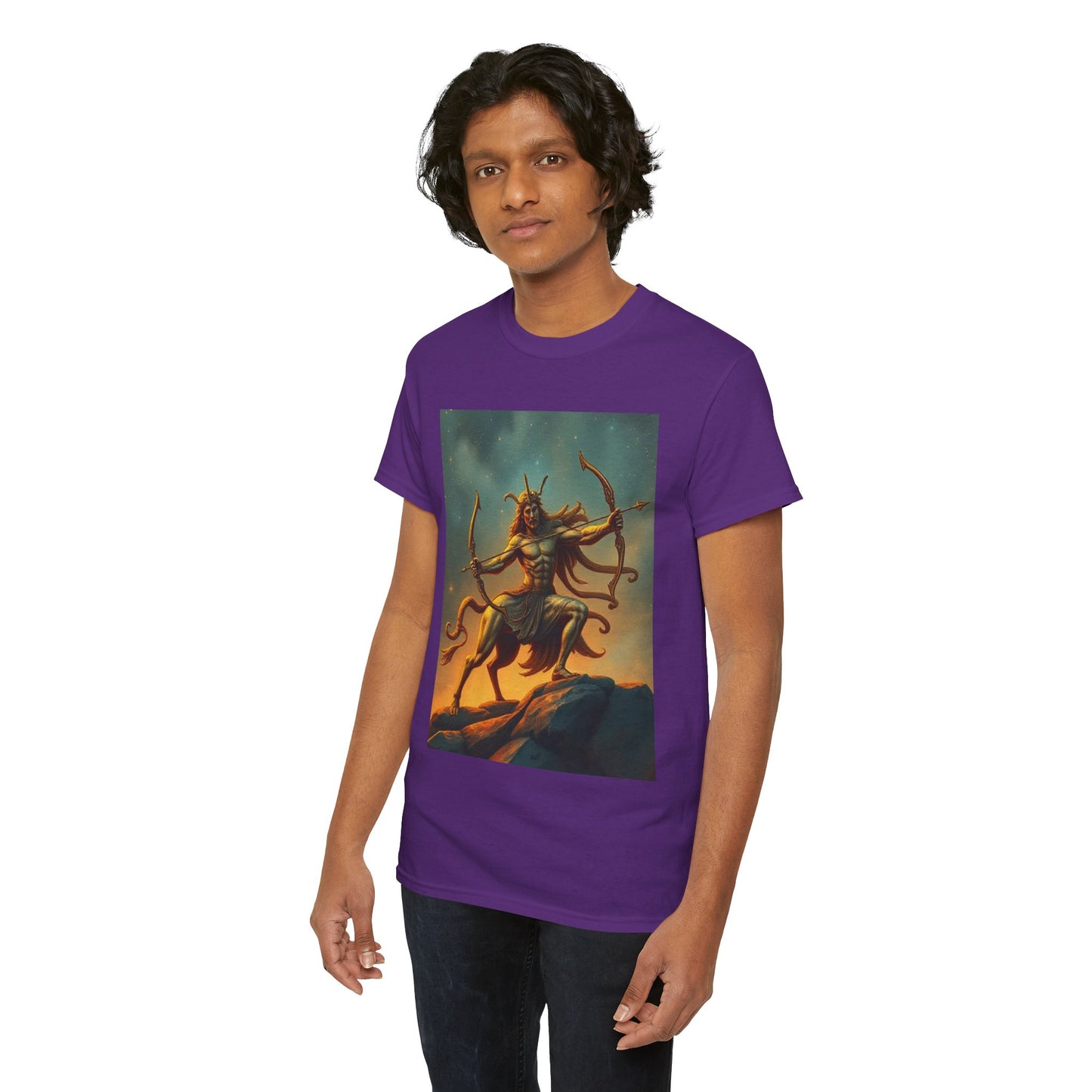 Unisex Heavy Cotton T-Shirt, Arrow Centaur, Sagittarius Zodiac Design