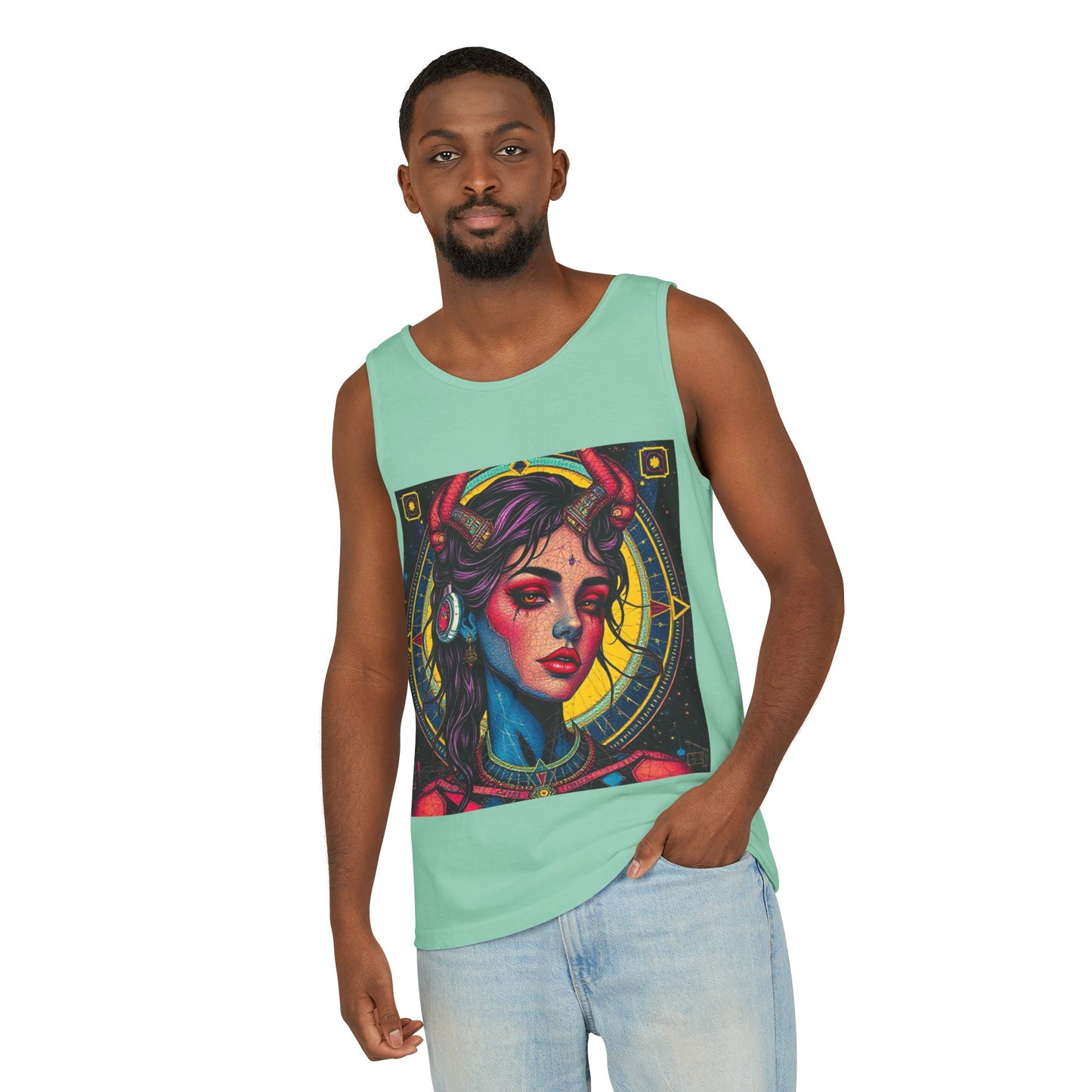 Unisex Garment-Dyed, Tank Top, Scorpio Design, Pop Art, 100% US cotton