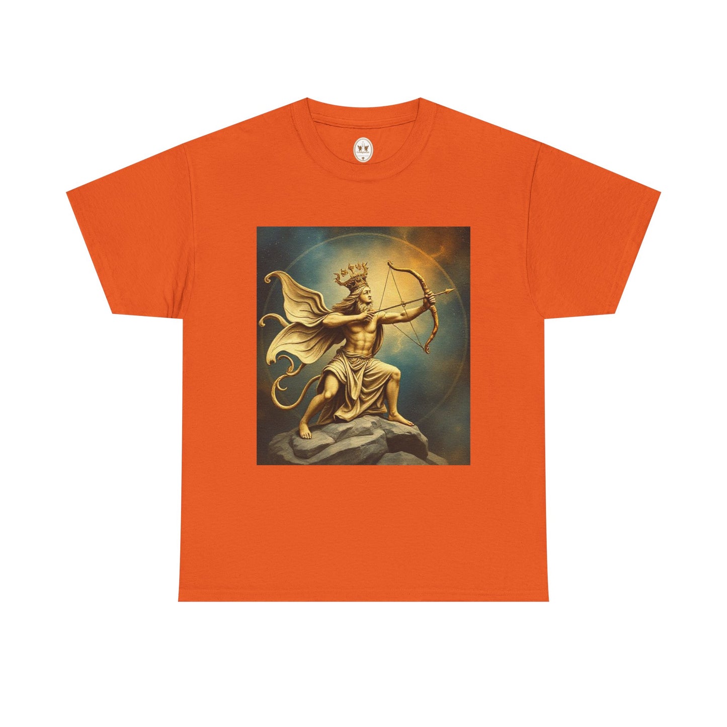 Unisex Heavy Cotton T-Shirt, Sagittarius King, Bow & Arrow v1, Zodiac Design