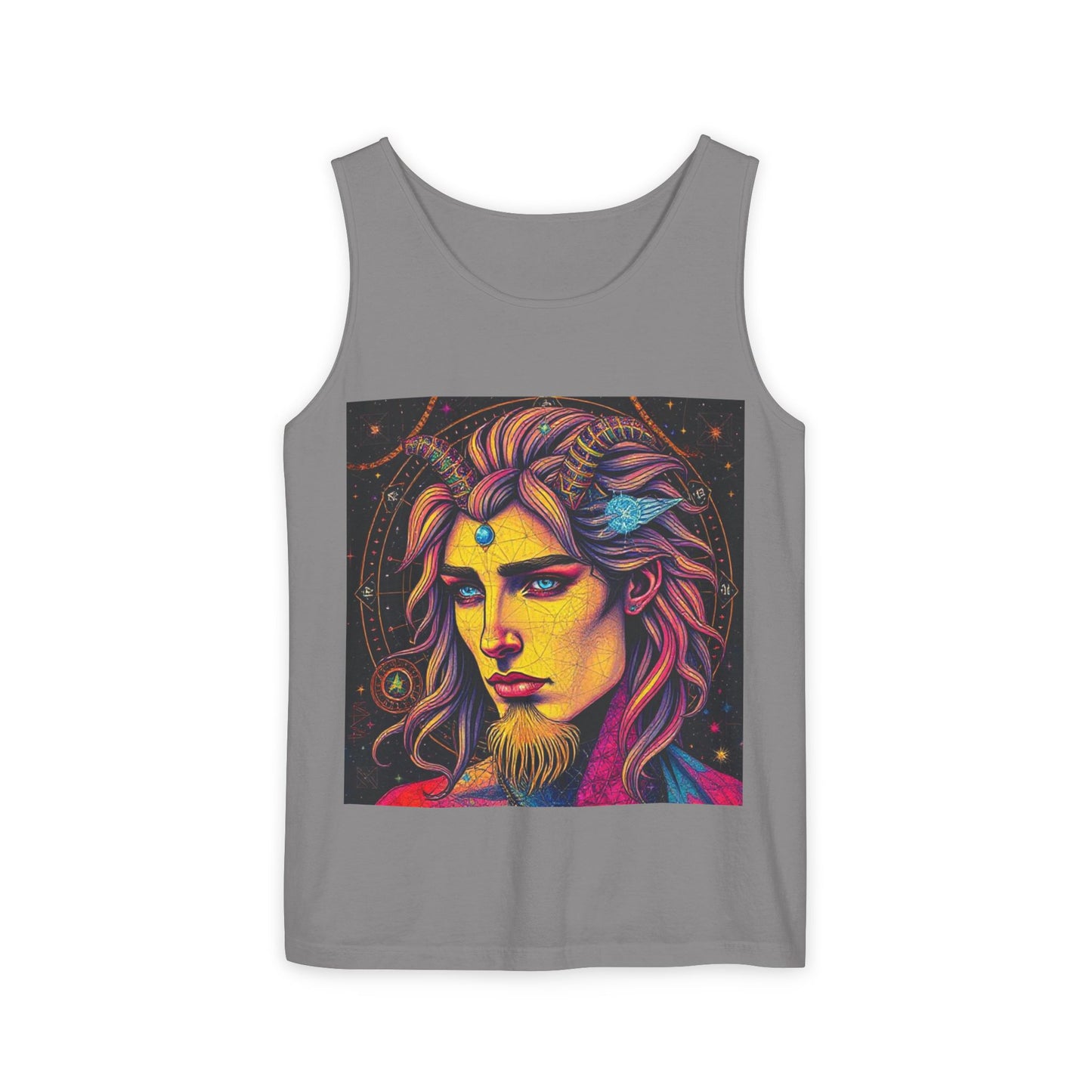 Unisex Garment-Dyed, Tank Top, Aquarius Design, Pop Art v1, 100% Ringspun US cotton