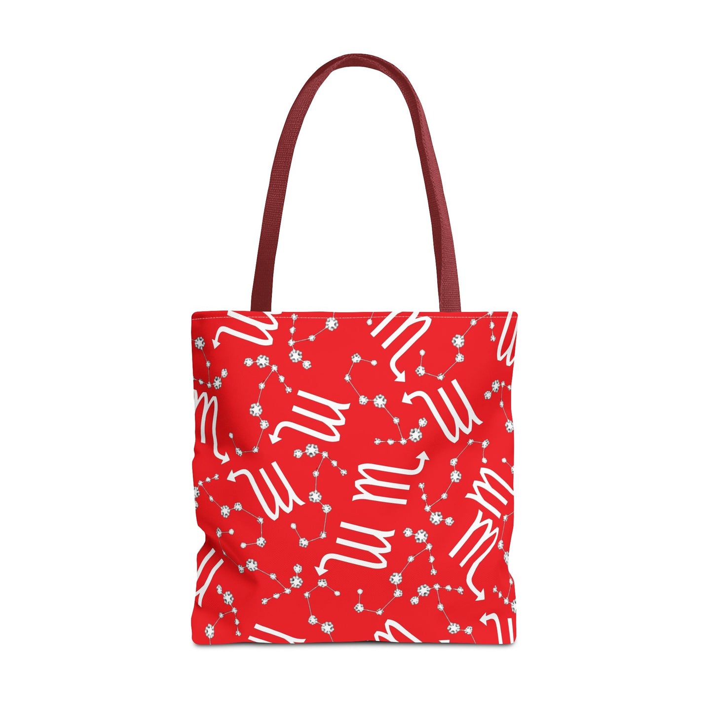 Tote Bag, Scorpio Zodiac Sign, AOP, (Red, White)