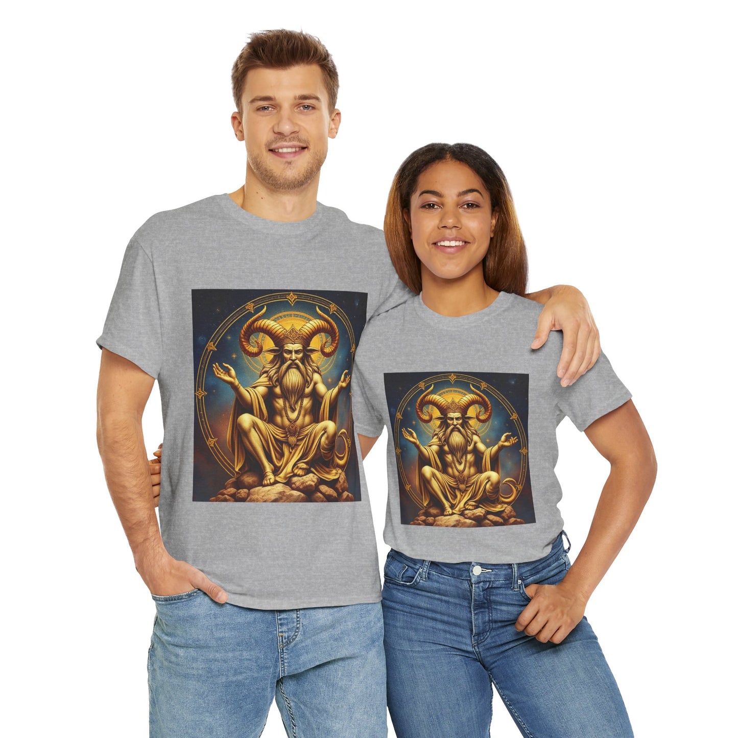 Unisex Heavy Cotton T-Shirt, On The Throne, Taurus Zodiac Design