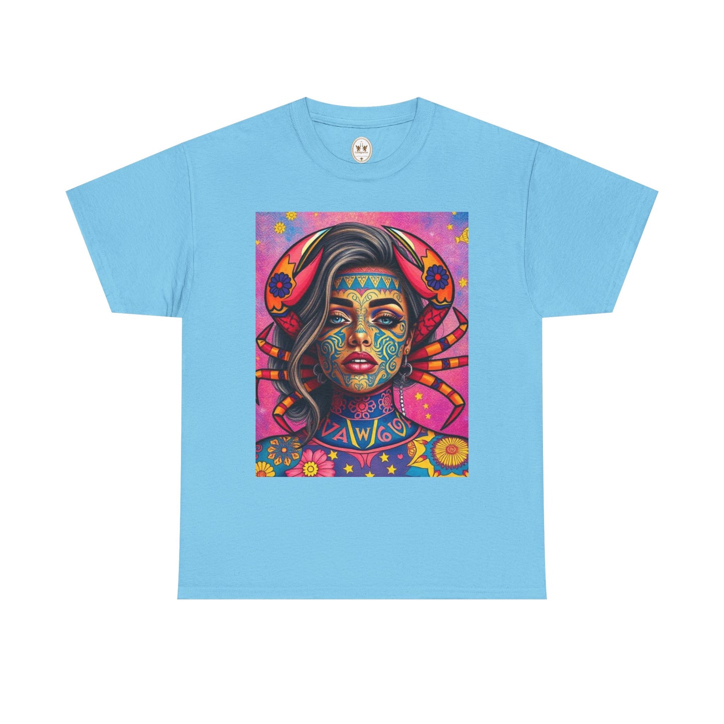 Unisex Heavy Cotton T-Shirt, Cancer, Zodiac v3, Sexy Art