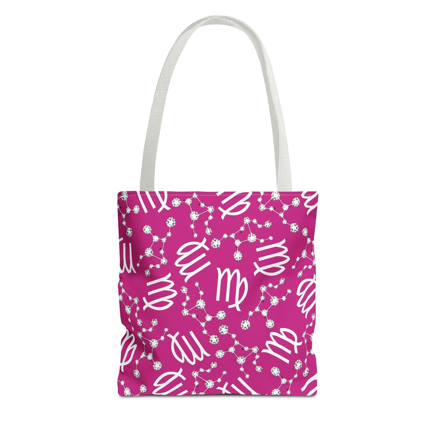 Tote Bag, Virgo Zodiac Sign, AOP, (Pink, White)