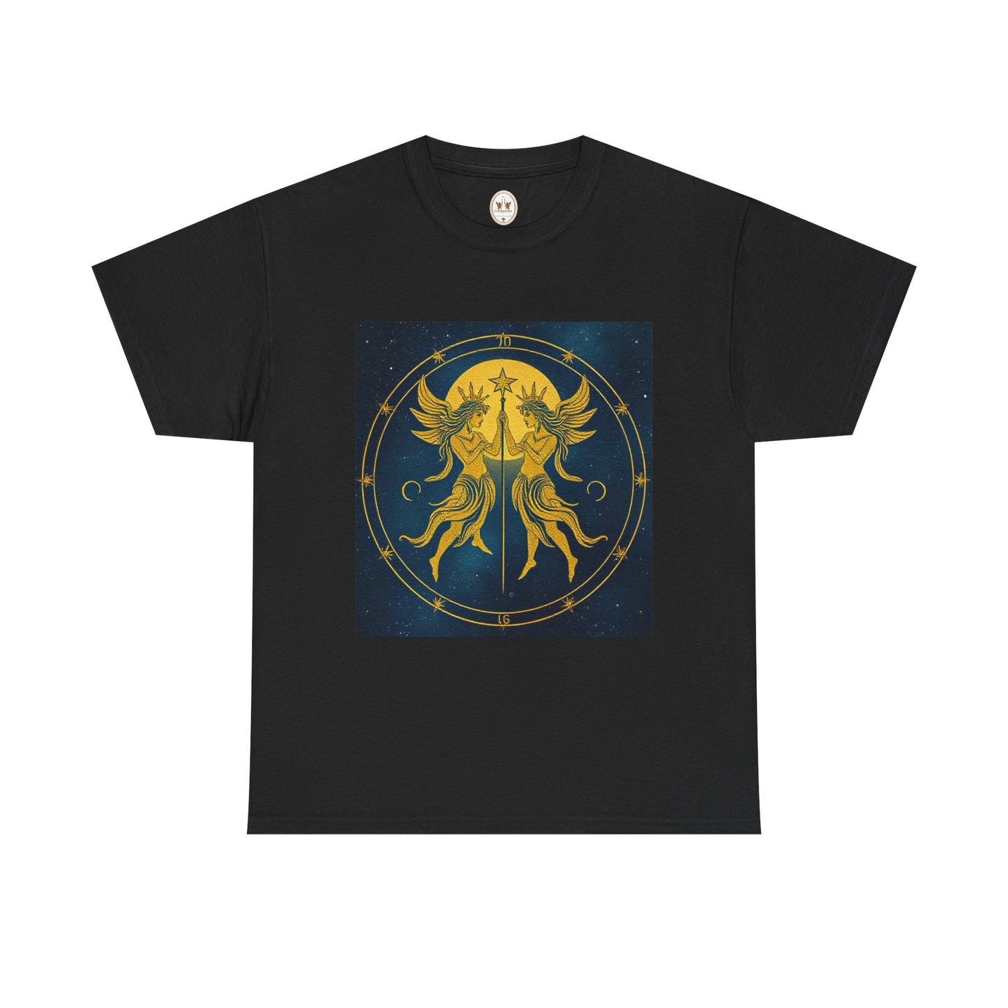 Unisex Heavy Cotton T-Shirt, Space Angel Twins v4, Gemini Zodiac Design