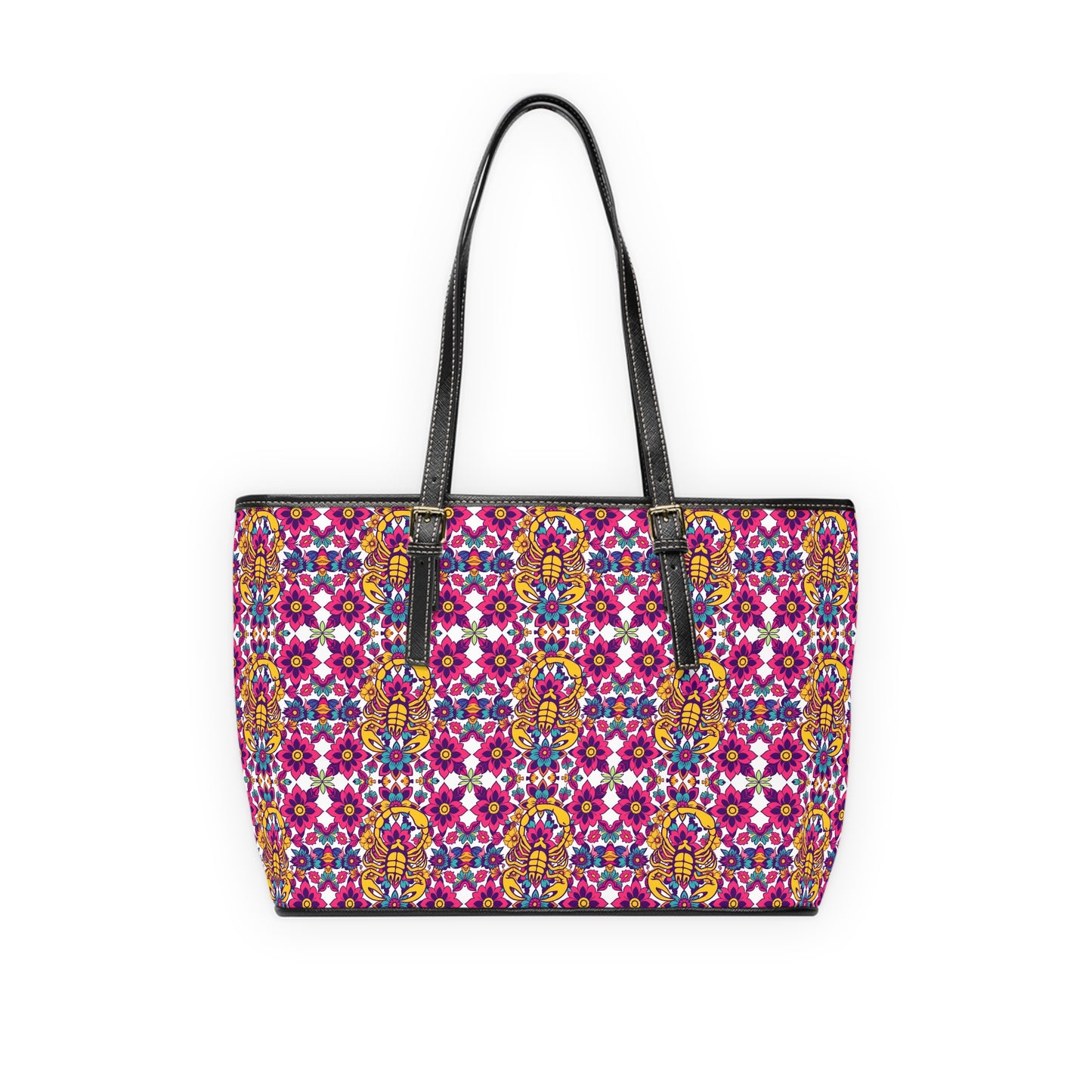 Leather Shoulder Bag, Scorpio, Zodiac v1, Flower Pattern
