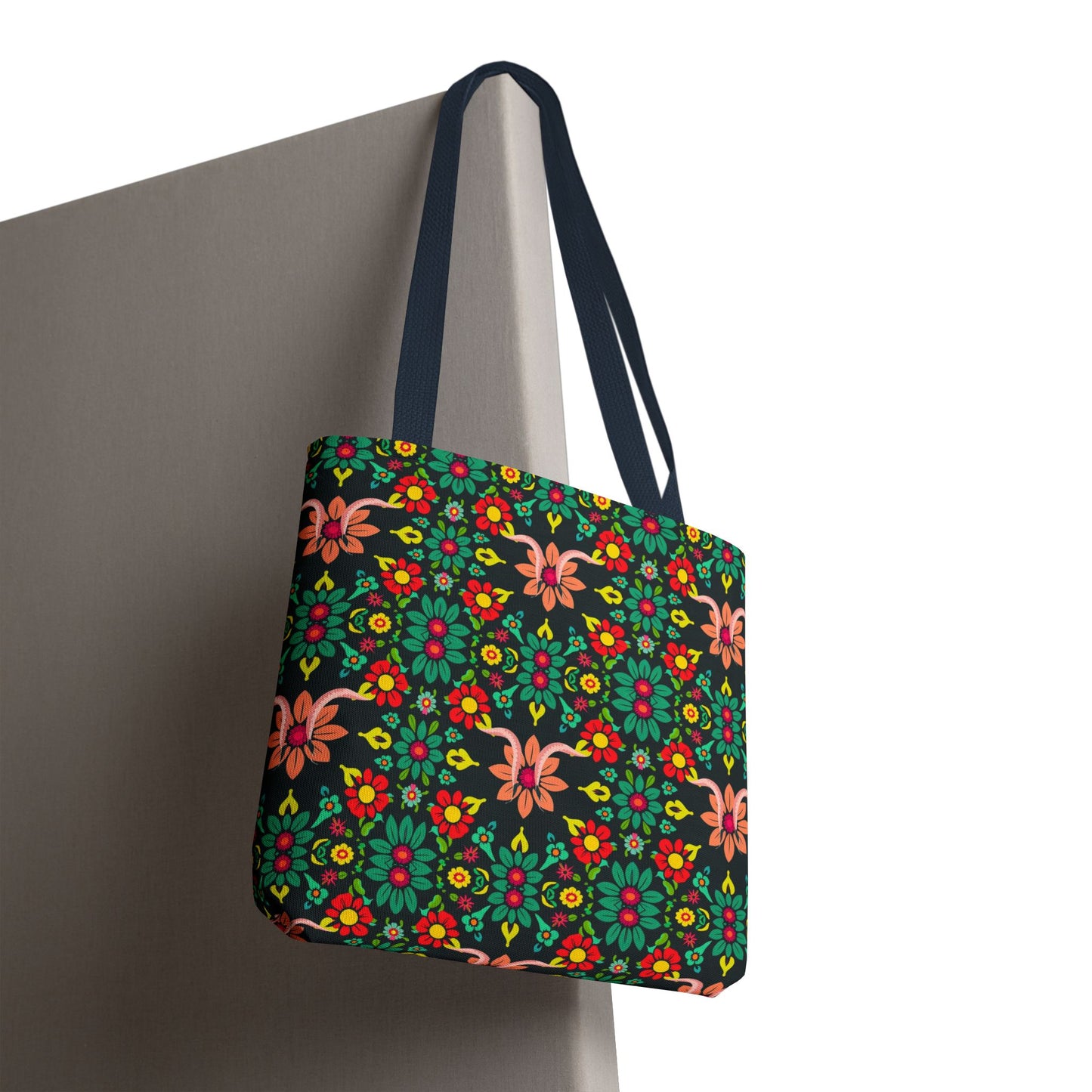 Tote Bag, (AOP), Aquarius, Zodiac v1, Flower Pattern