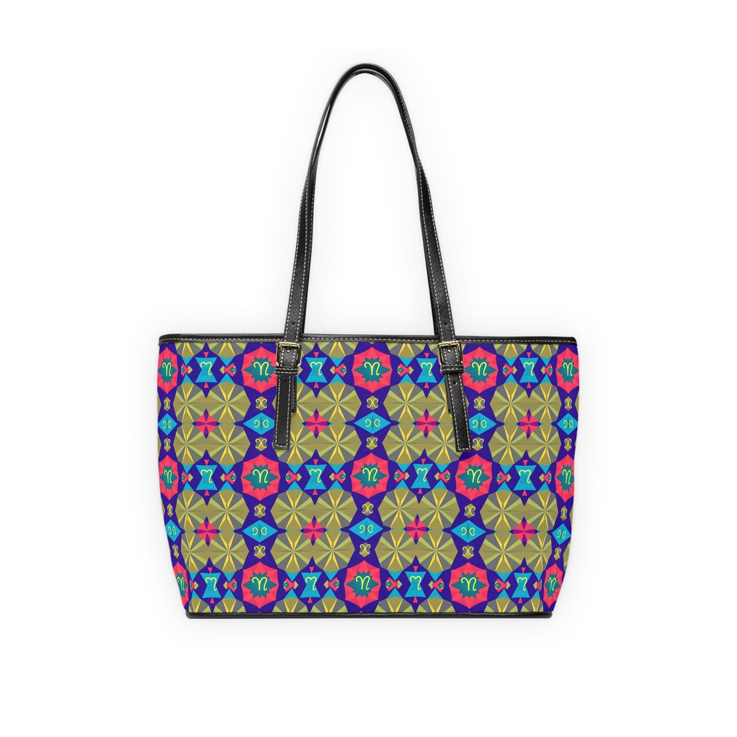 Leather Shoulder Bag, Aquarius, Zodiac v3, Shapes Pattern