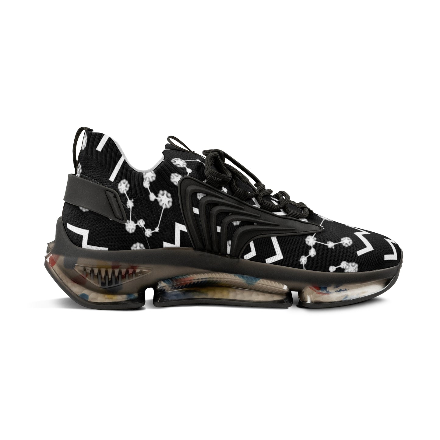 Men's Mesh Sneakers, Aquarius Zodiac Sign, AOP, Black