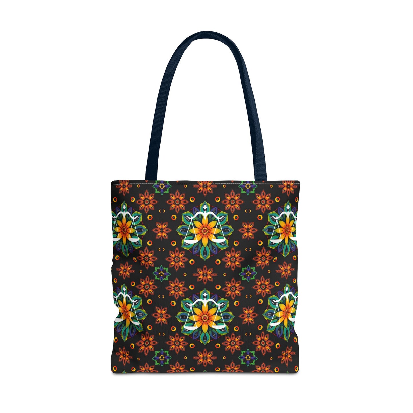 Tote Bag (AOP), Libra, Zodiac v2, Flower Pattern