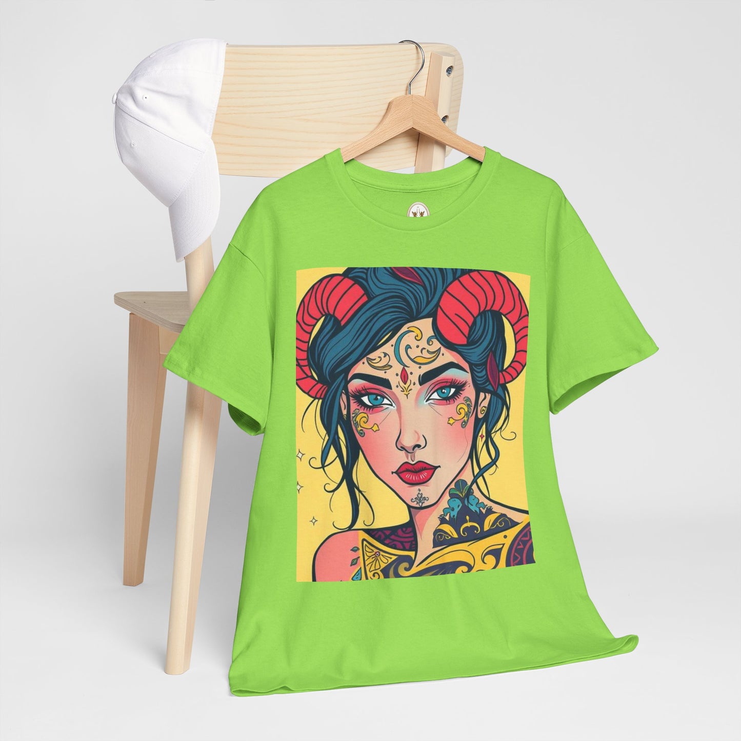 Unisex Heavy Cotton T-Shirt, Aries, Zodiac, Sexy Art