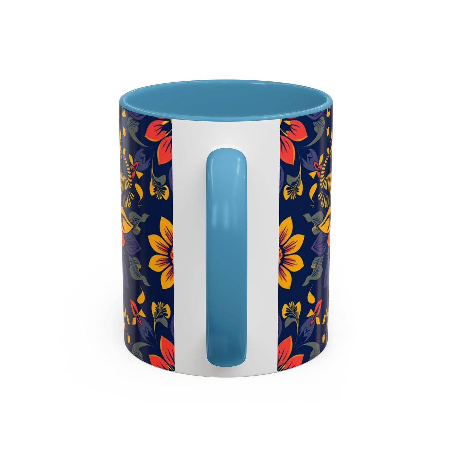Accent Coffee Mug, Taurus, Zodiac v1. Flower Pattern, (11, 15oz)