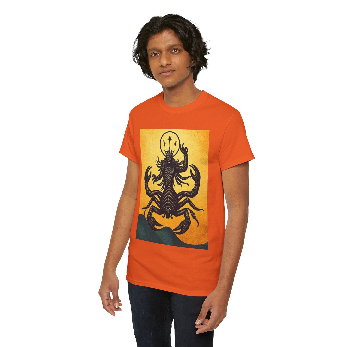Unisex Heavy Cotton T-Shirt, Scorpion King, Print Art v1, Scorpio Zodiac Design