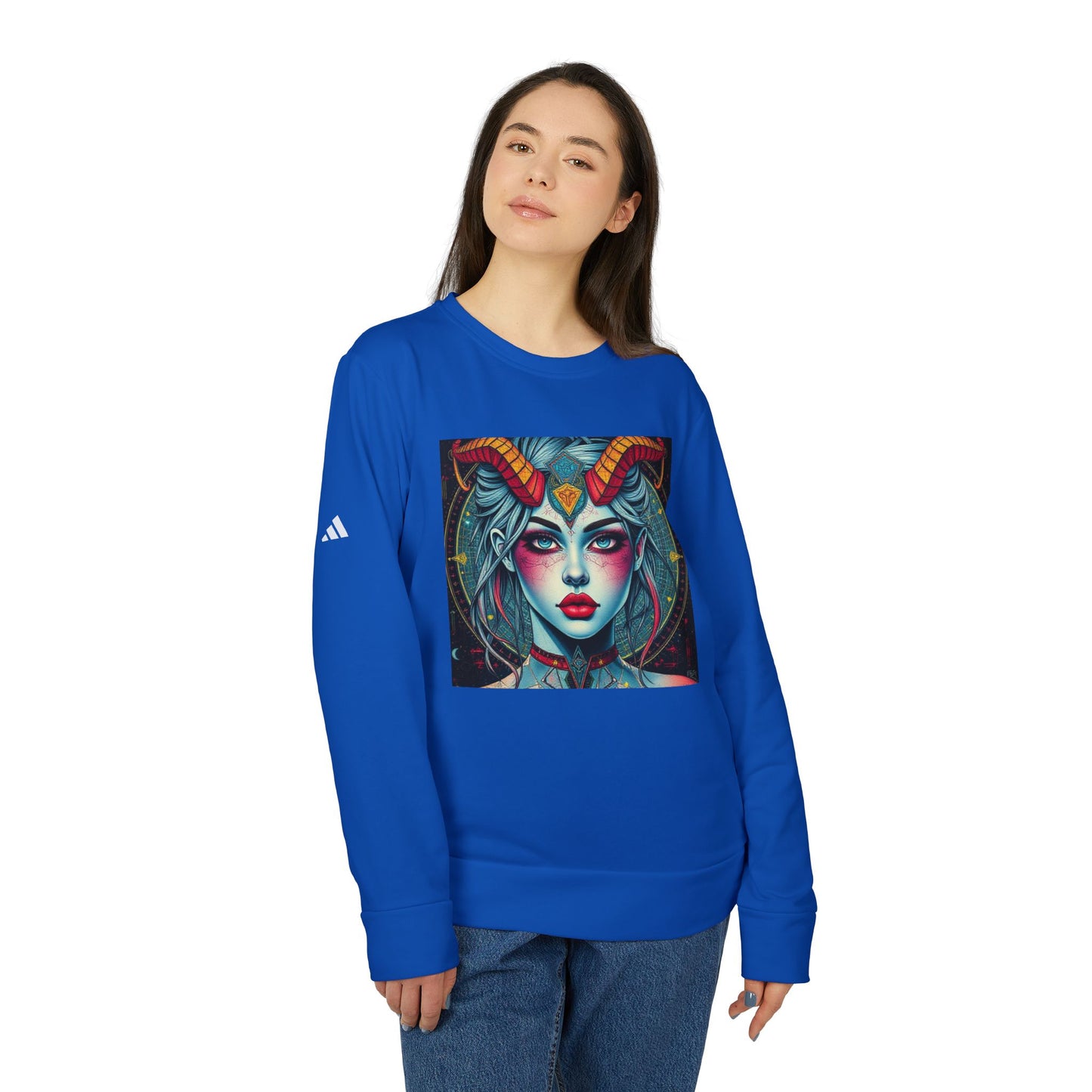 Adidas, Unisex Fleece Crewneck Sweatshirt, Capricorn, Pop Art, Zodiac