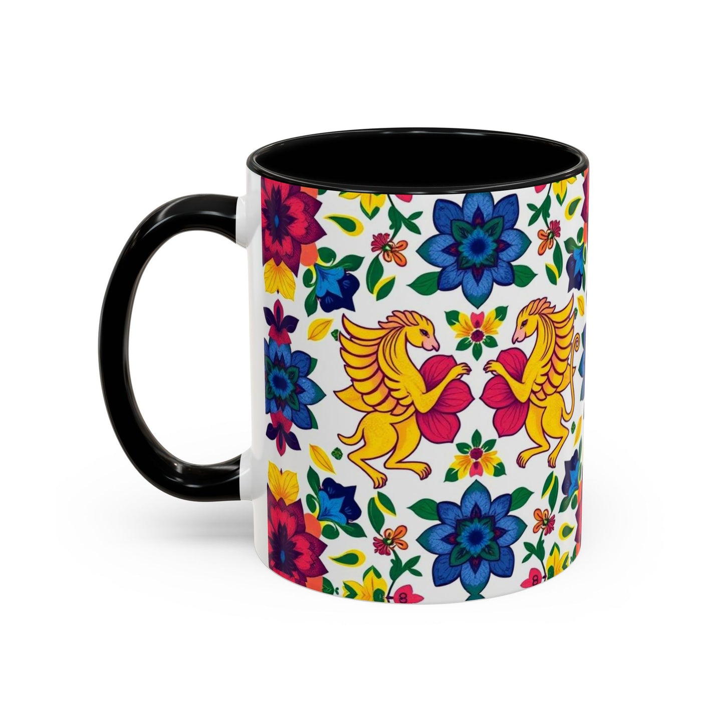 Accent Coffee Mug, Gemini, Zodiac, Flower Pattern, (11, 15oz)