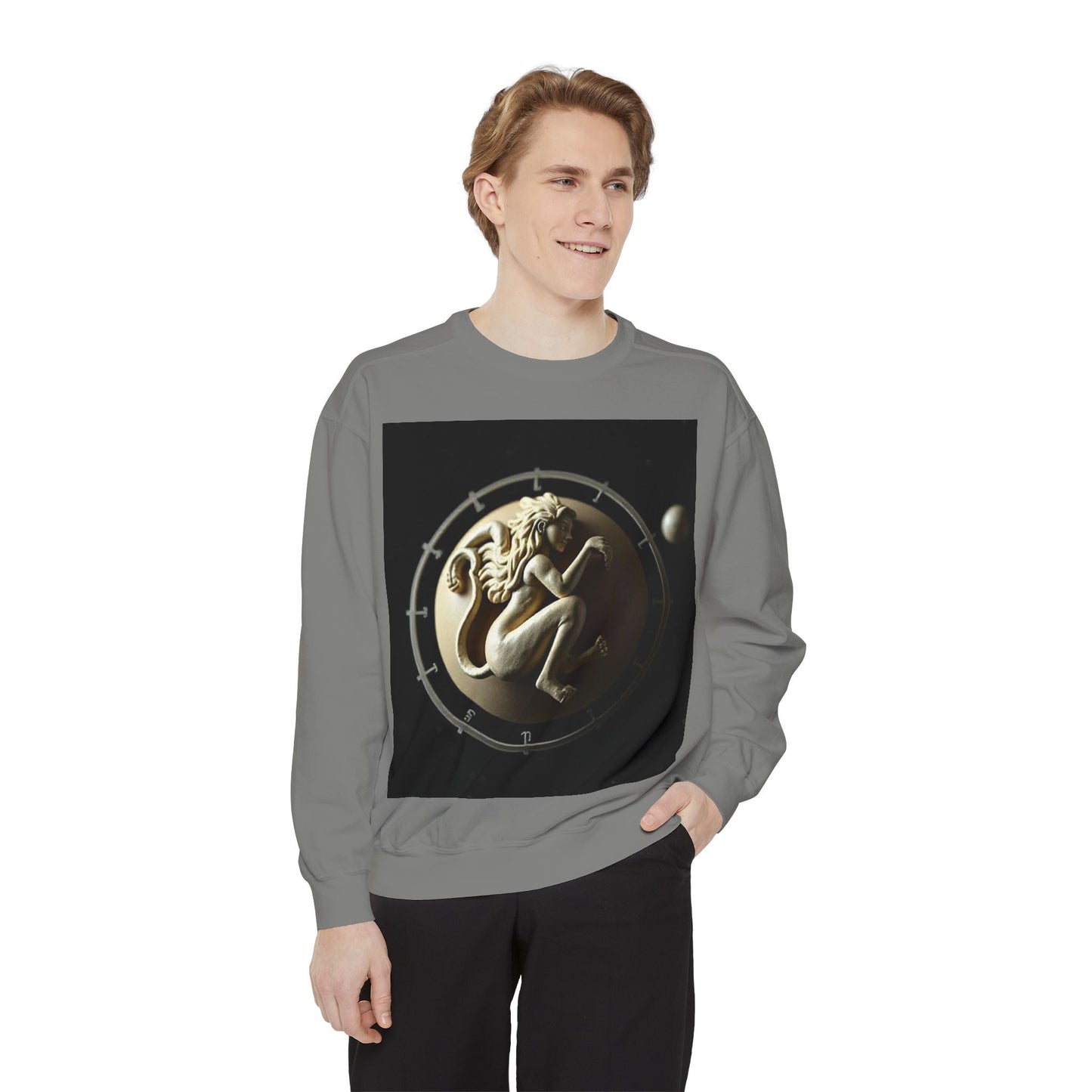 Garment-Dyed Sweatshirt, Unisex, Space Symbol Design, Virgo